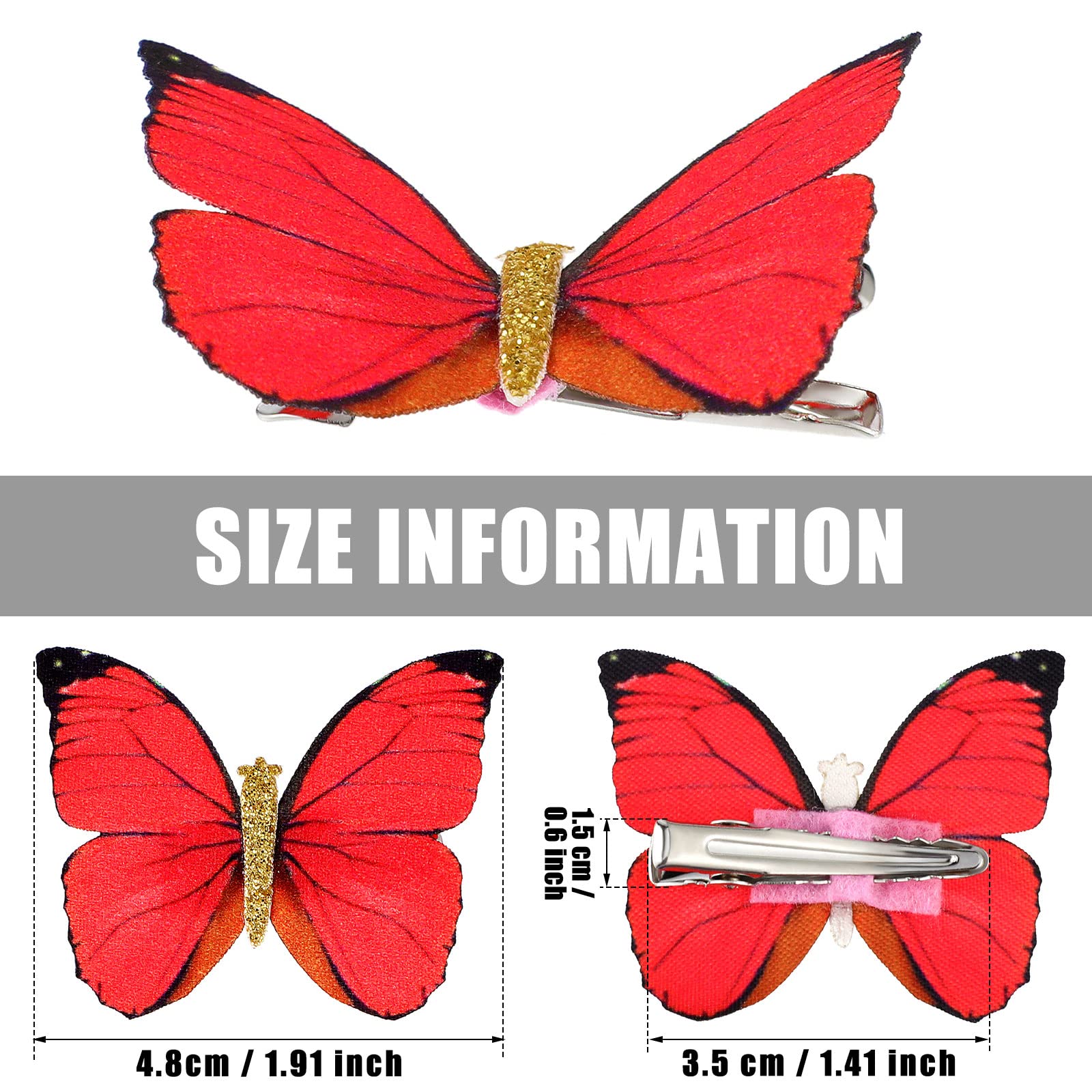 Boao 18 Pieces Glitter Butterfly Hair Clips for Girls Teens Women Hair Accessories (Bright Style)