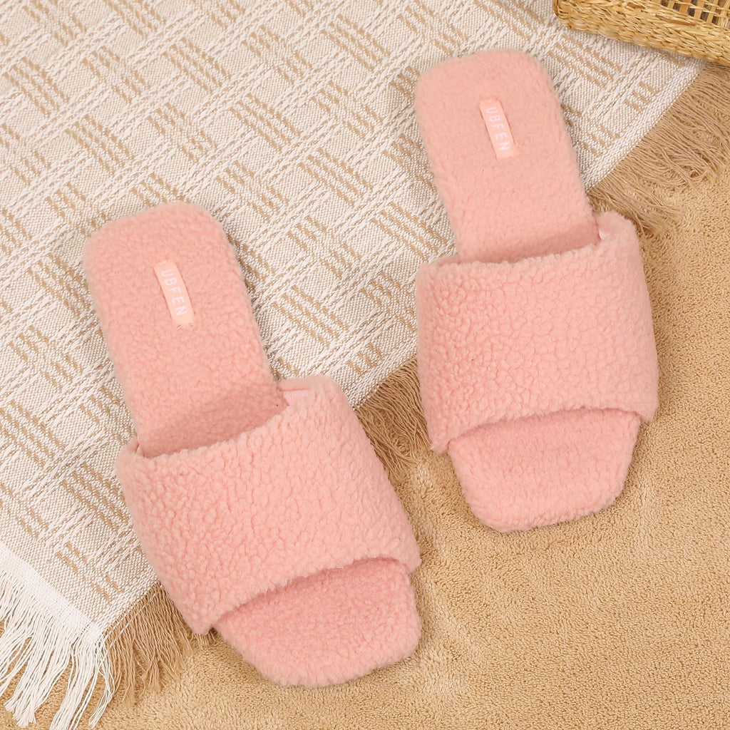 UBFEN Womens Mens Slippers Memory Foam Comfort Fuzzy Plush Lining Slip On House Shoes