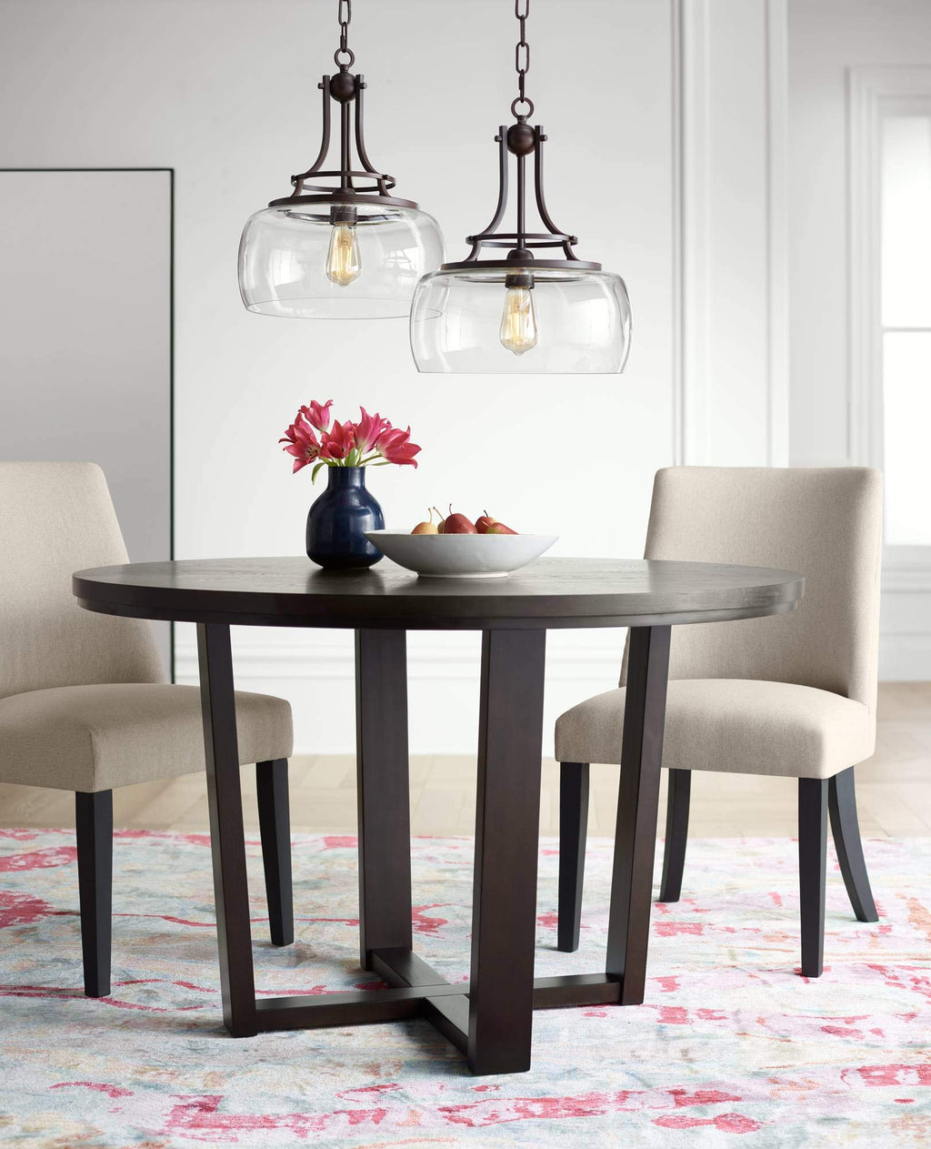 Franklin Iron Works Charleston Satin Nickel Pendant Chandelier 16" Wide Rustic Farmhouse Seeded Clear Glass LED 3-Light Fixture for Dining Room House Foyer Entryway Kitchen Bedroom Living Room