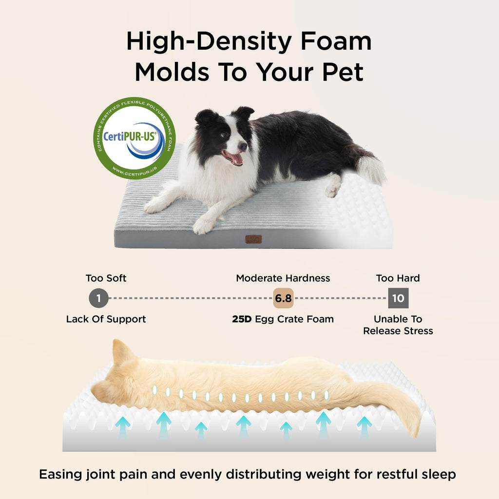 Bedsure ComfyFleece Dog Bed for Small Dogs - Orthopedic Pet Beds with Removable Washable Cover, NOT Waterproof Egg Crate Foam Puppy Mat, Suitable for Pet Up to 20 lbs, 23"x17"x2.8", NOT for Chewers