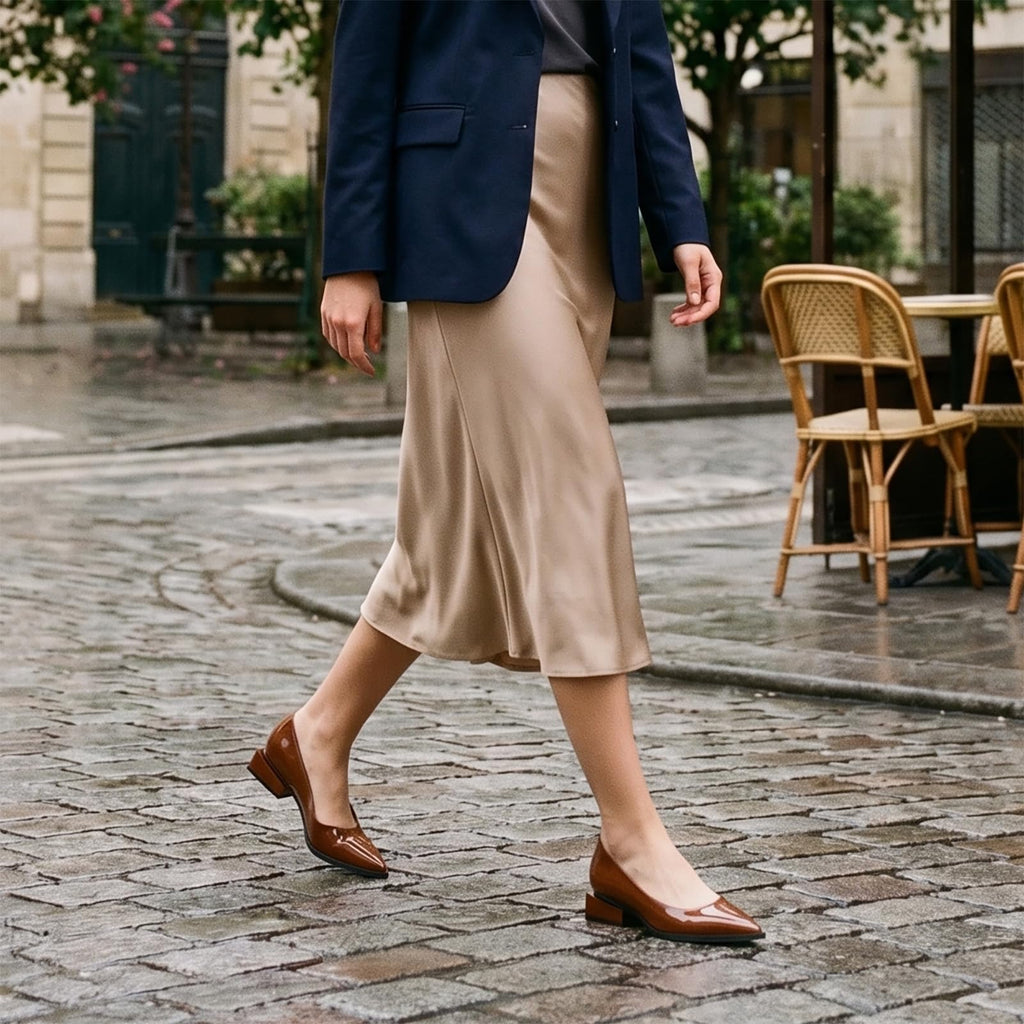 LingxiaUne Dress Shoes for Women, Comfortable Dressy Flats, Womens Chunky Heel Pumps with Arch Support and Pointed Toe