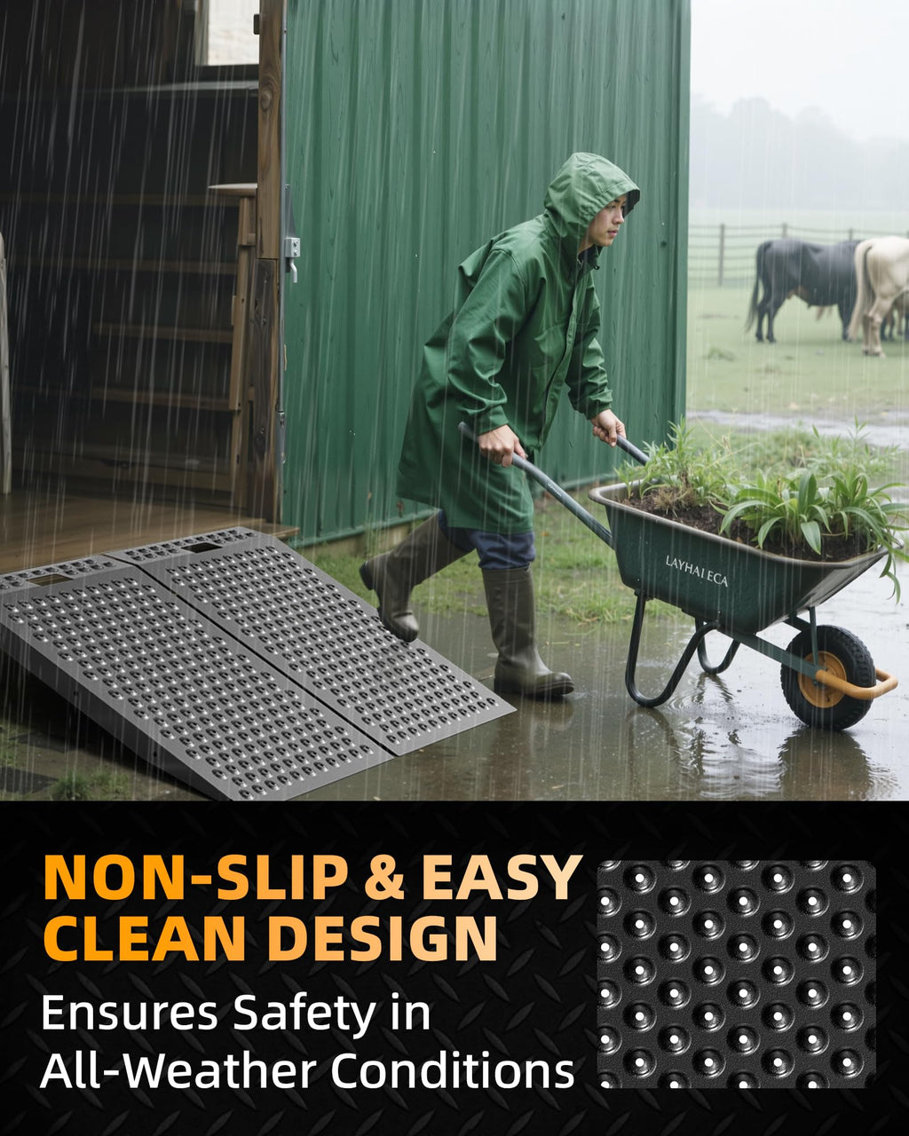 VNN 29" x 24" Shed Ramp for Riding Mower - 750 LB Capacity Shed Ramps, Anti-Slip Punch Plate Ramp for ATV, Motorcycles, Garages & Barns (1PC,Black, Alloy)