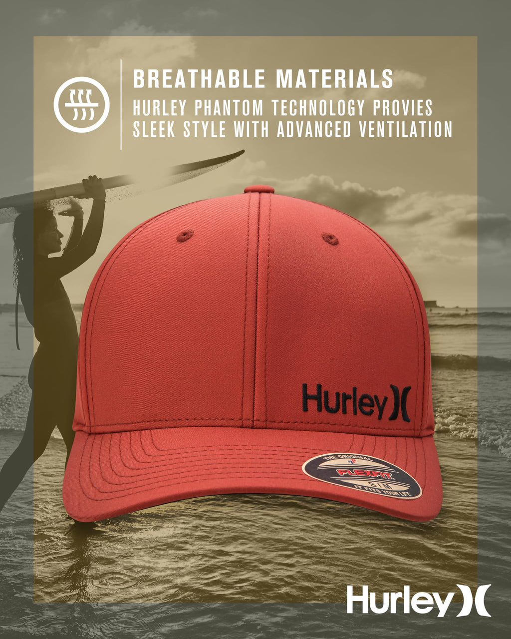 Hurley mens One & Only Corp Flexfit Perma Curve Bill Baseball Hat