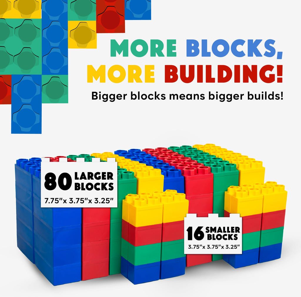 BiggoBlocks Large Building Blocks for Kids Ages 3-8 – 288 Piece Mega Set – Indoor & Outdoor STEM Toy for Boys & Girls