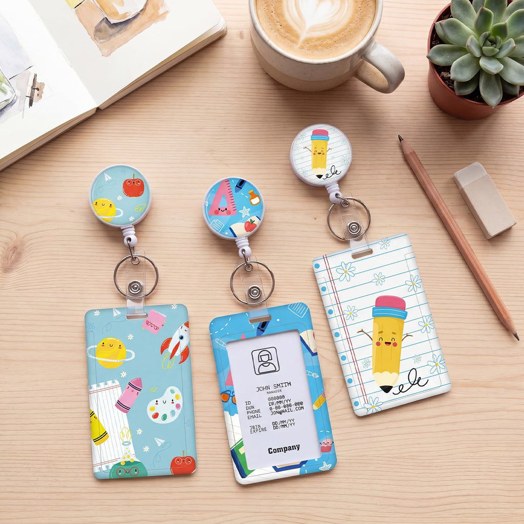 3 Set Badge Holder Retractable Reel Bloom ID Badge Holders with Clip Cute Name Badge Holders for Teacher Nurse Doctor Student Office Workers