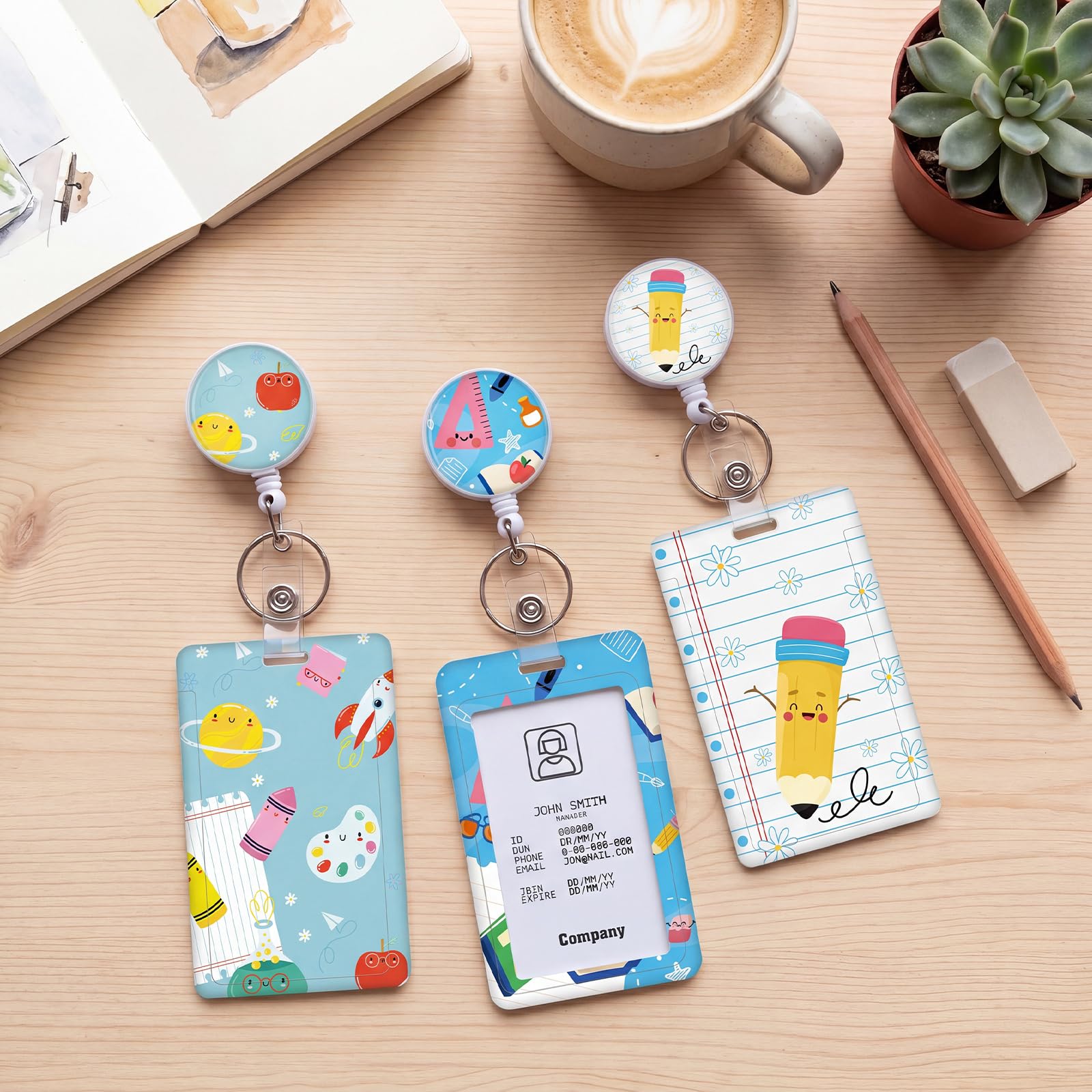 3 Set Badge Holder Retractable Reel Bloom ID Badge Holders with Clip Cute Name Badge Holders for Teacher Nurse Doctor Student Office Workers