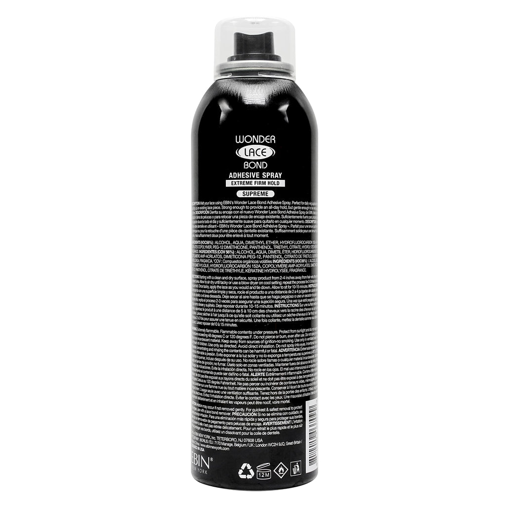 EBIN NEW YORK Wonder Lace Bond Adhesive Spray - Extreme Firm Hold 2.7oz/ 80ml| Active Use, Fast Drying, No Residue, No Build-up, All-day Powerful Hold, Easy Daily Wig Install