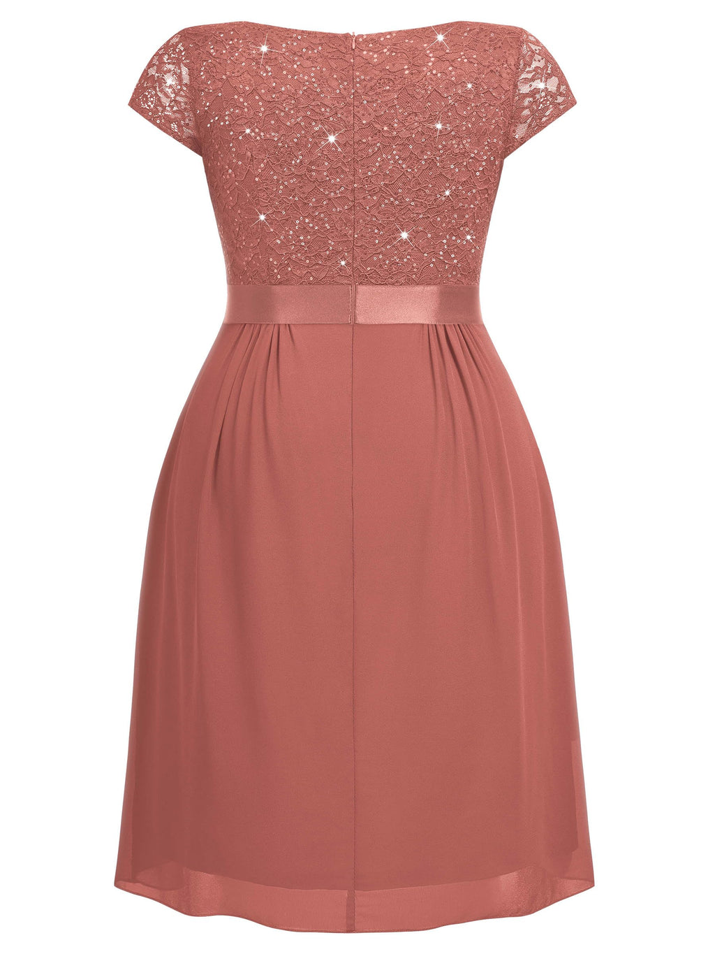 Miusol Women's Plus Size Sequin Lace V Neck Ruffle Tiered Chiffon Cocktail Party Dress