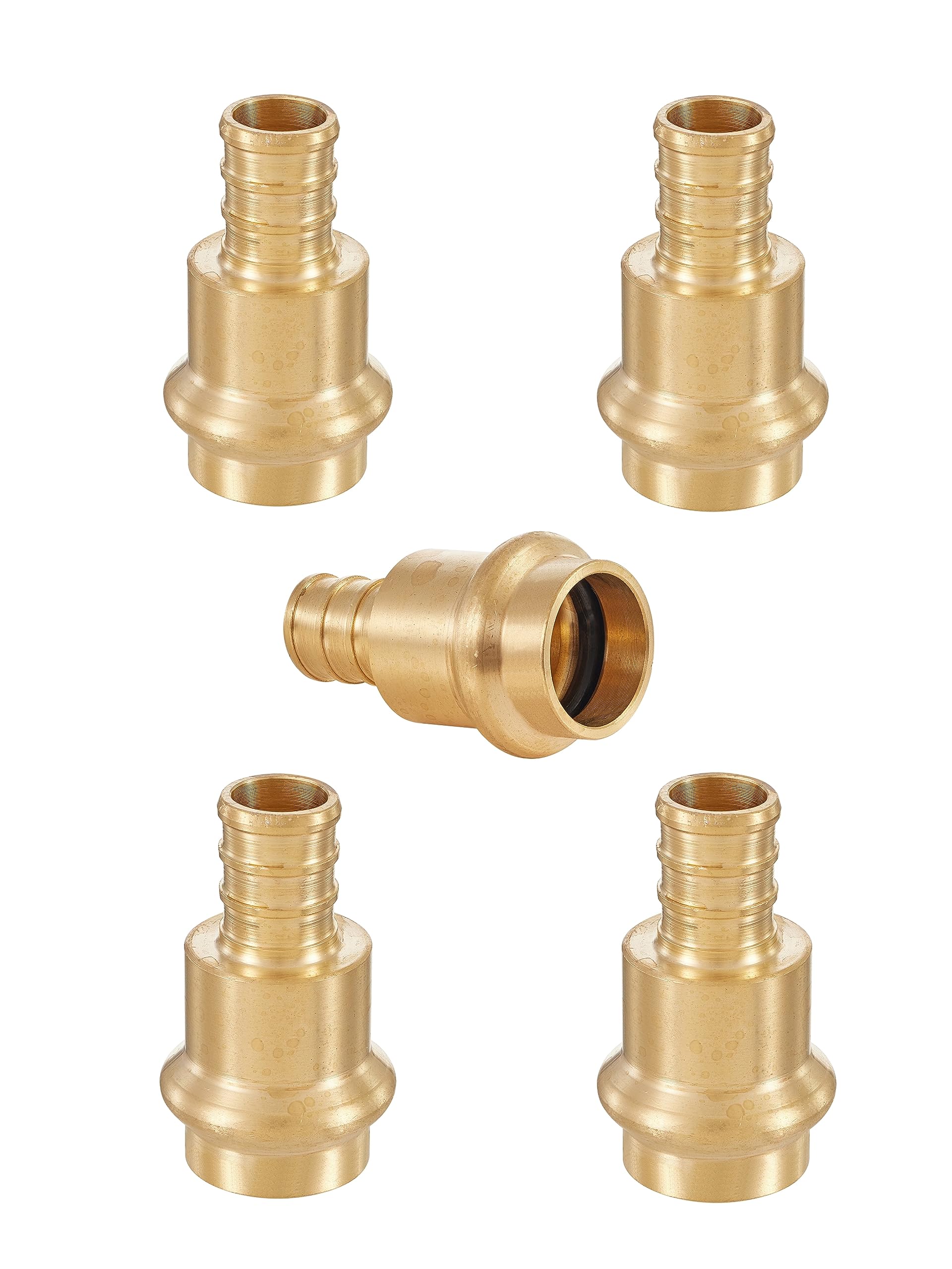 (Pack of 2) EFIELD 1" Copper Press X 1" PEX Crimp Coupling Brass Adapters For Copper and Pex Pipe Connection,(PEX1807388-2PCS)