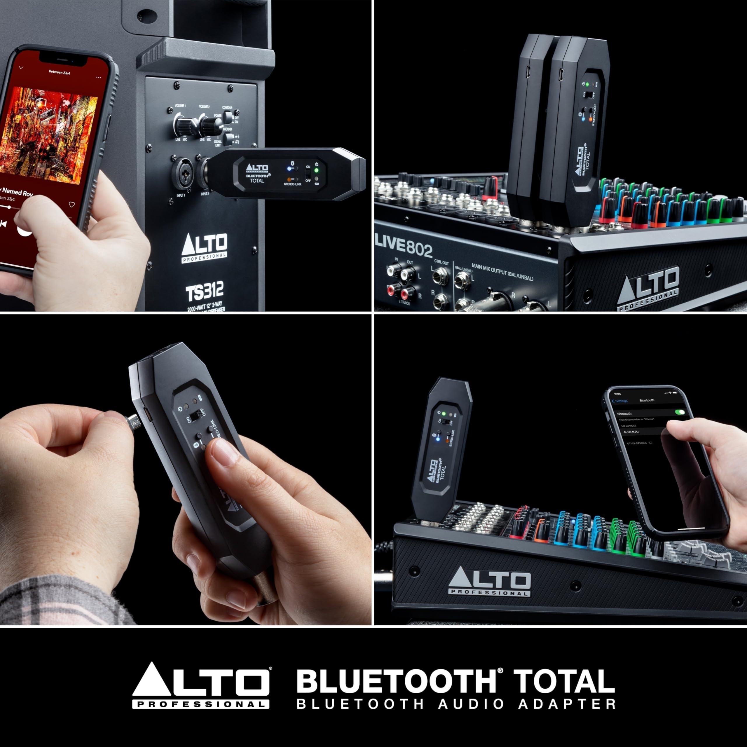 ALTO Bluetooth Total 2 XLR Equipped Rechargeable Bluetooth Receiver for Mixing Desk Audio Mixer Setups and Active PA Systems