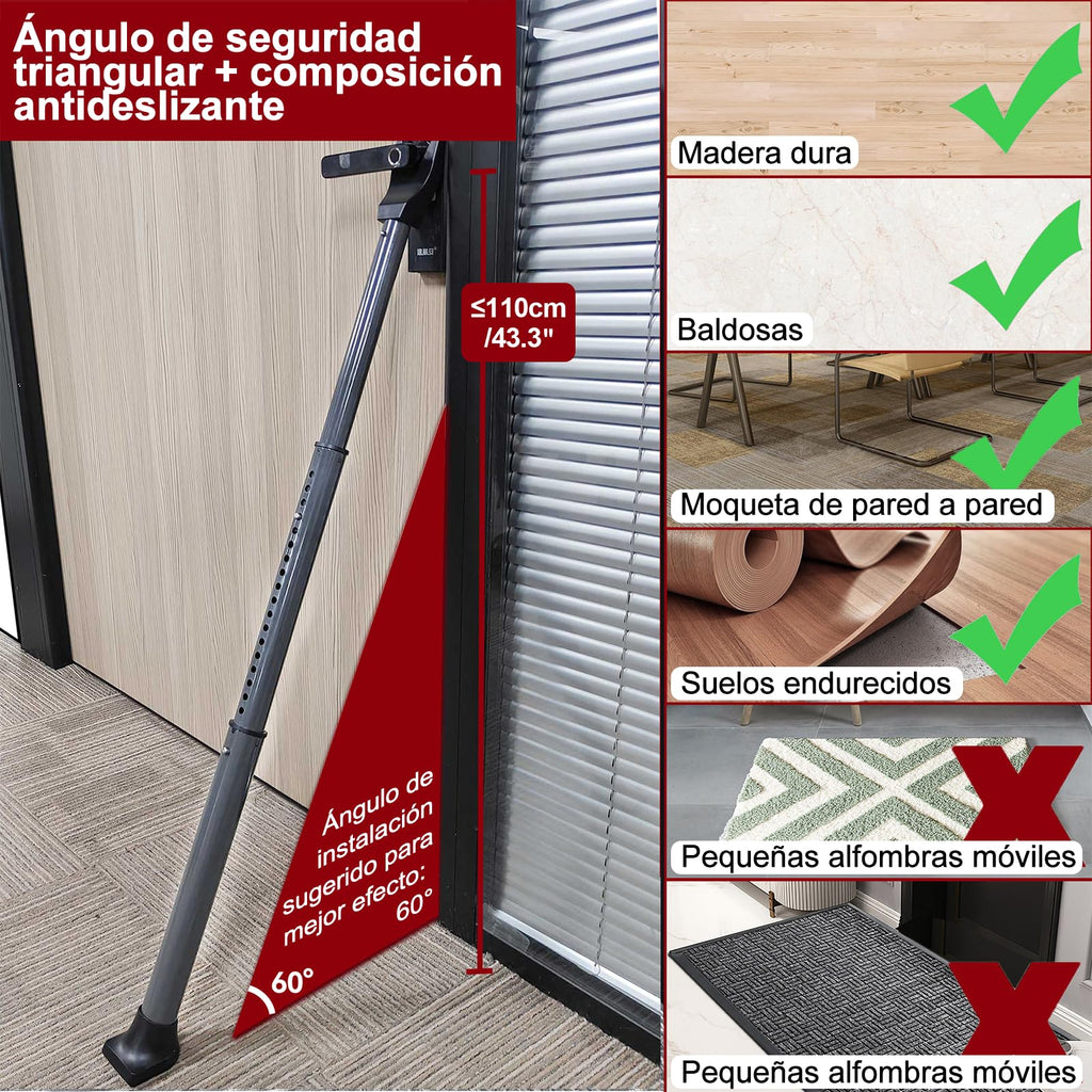AceMining Upgraded Door Security Bar & Sliding Patio Bar, Heavy Duty Stoppers Adjustable Jammer for Home, Apartment, Travel (1 Pack,Grey)