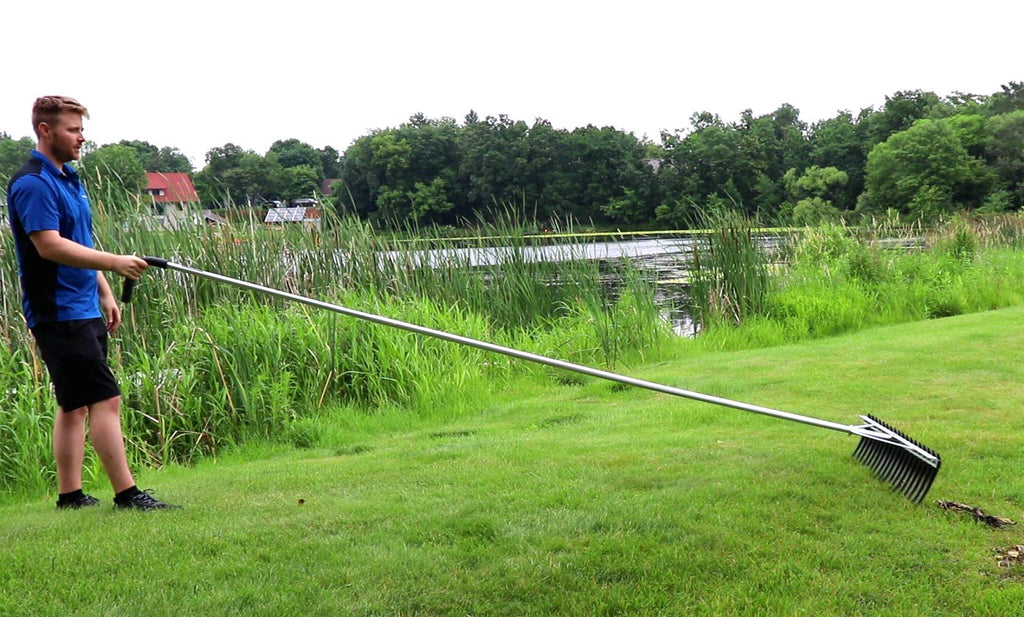 Rake Zilla | Extra-Large Heavy-Duty Lake and Pond Aquatic Weed Rake – 40" Wide Head with 9" Tines | Includes Detachable Float Kit & 25 ft Rope for Scooping, Skimming, and Easy Cleanup in Lakes & Ponds