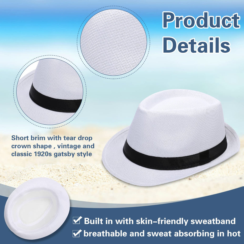Haysandy 10 Pack 1920s Fedora Hats for Men Short Brim Sun Panama Hats for Men Women Party Costume