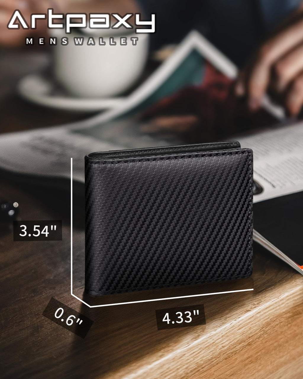 Artpaxy Mens Wallet Genuine Leather Bifold RFID Blocking Wallet for Men with 1 ID Window 13 Card Holders 2 cash pockets 1 Gift Box