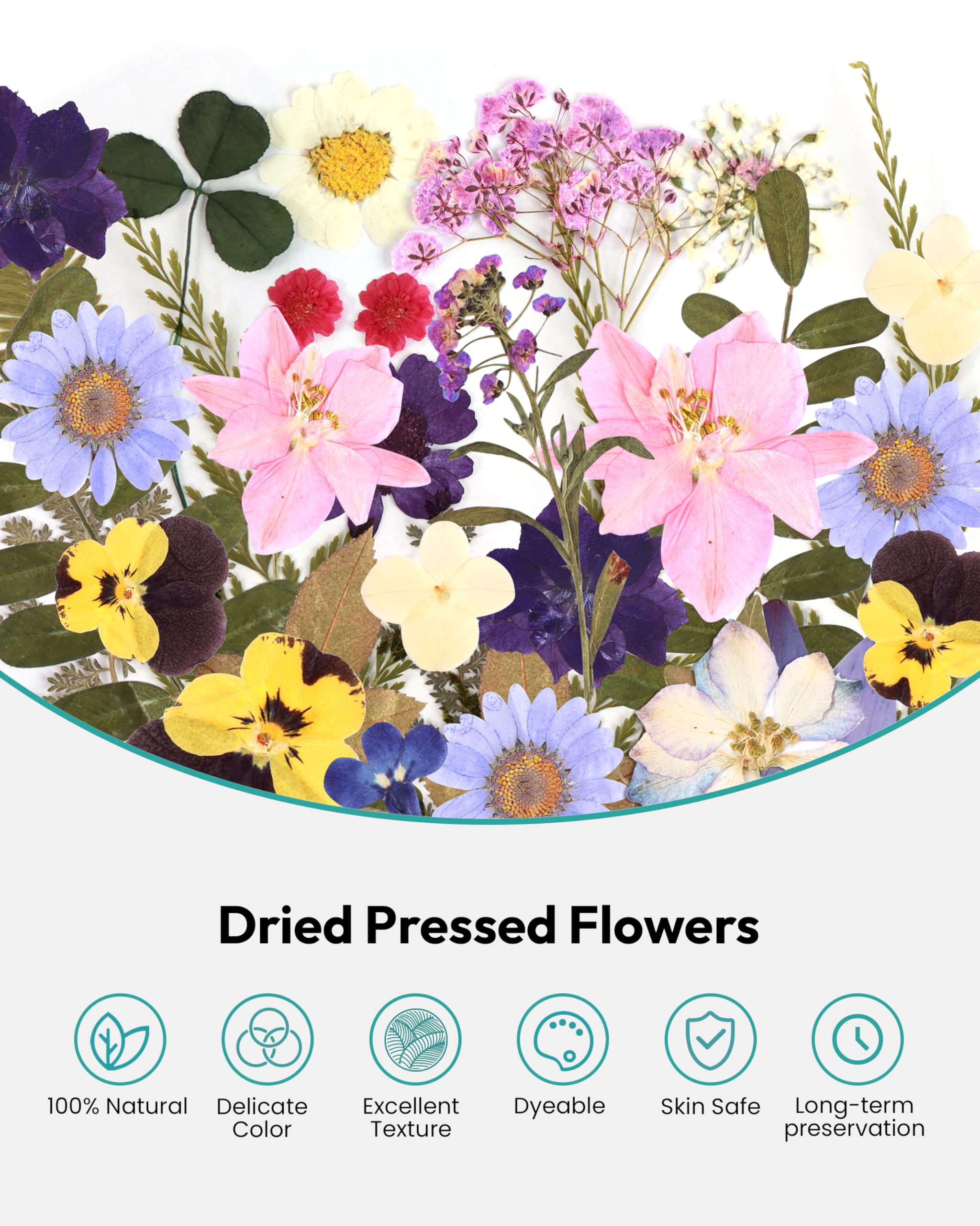 Dried Flowers, Resiners 58Pcs Pressed Flowers for Craft Pink Real Natural Dried Flowers Dry Leaves Kit for DIY Making Crafts Resin Soap Candle Scrapbook Supplies Card Making Jewelry