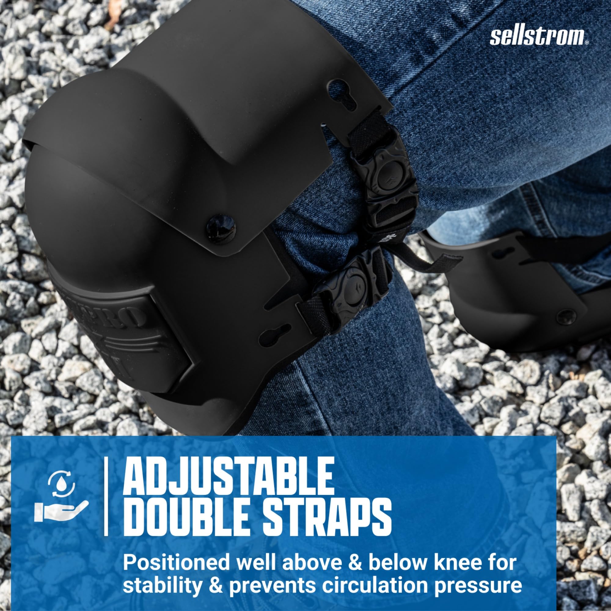 Sellstrom Rodilleras profesionales Ultra Flex III KneePro para hombres y mujeres con amortiguación de espuma de triple capa, carcasa exterior de servicio pesado, clips de velocidad - para trabajos de