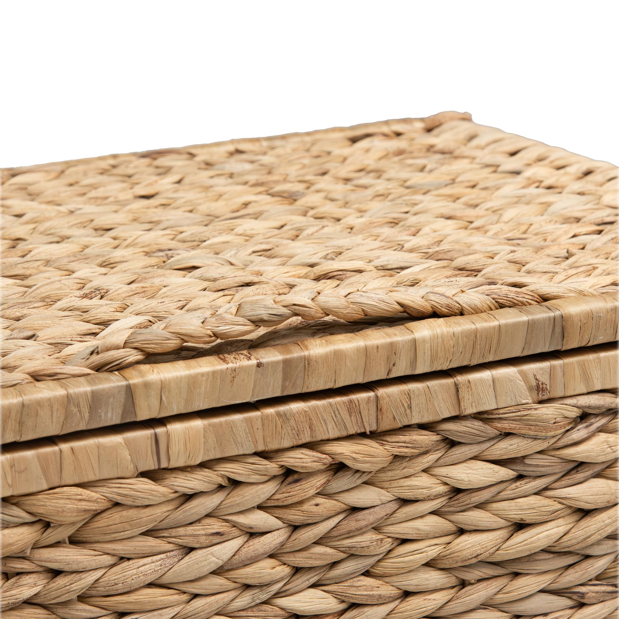 eHemco Heavy-duty Water Hyacinth Wicker Storage Trunk with Metal Frame, 30 by 17.5 by 17.5 Inches, Brown Wash