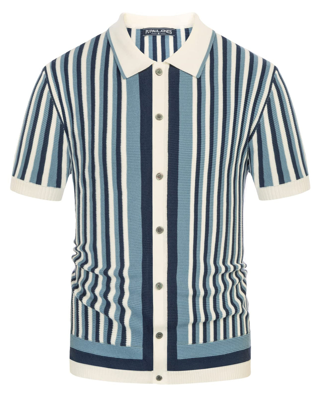 PJ PAUL JONES Men's Polo Shirts Retro Knit Shirt Vintage Striped Shirt