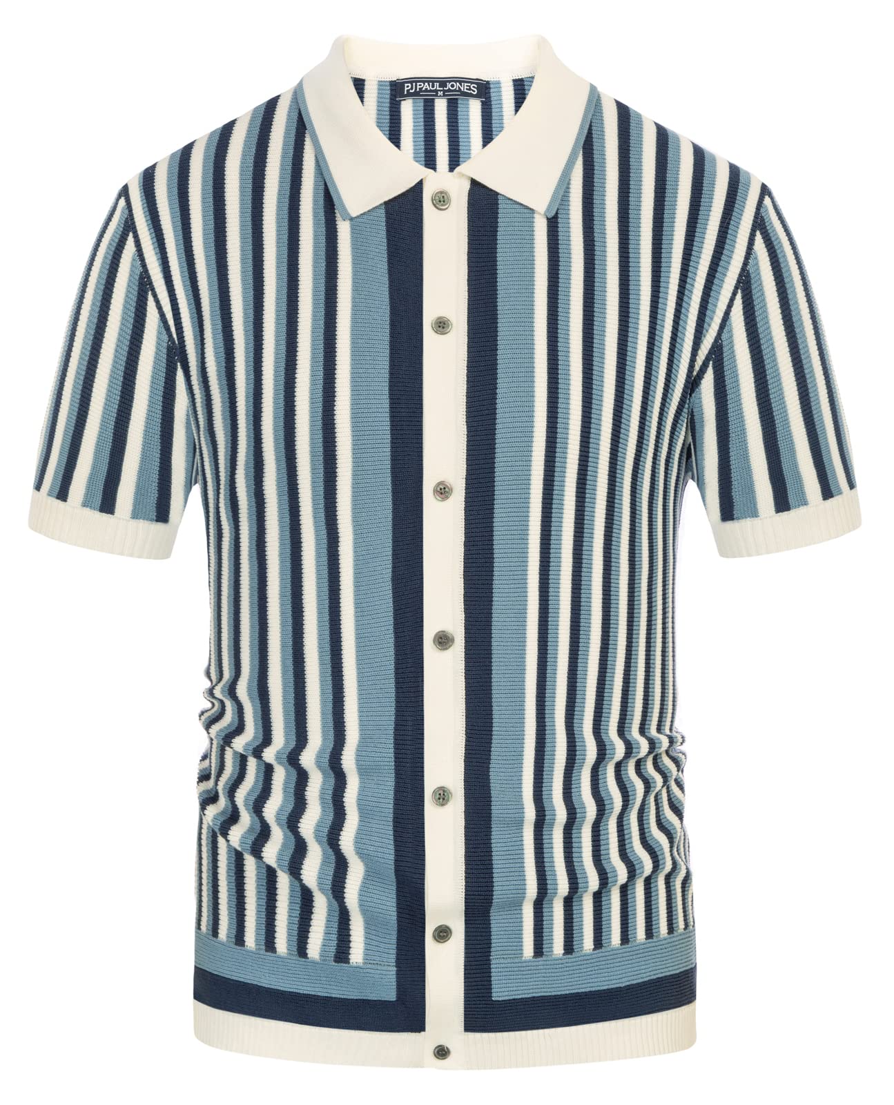 PJ PAUL JONES Men's Polo Shirts Retro Knit Shirt Vintage Striped Shirt