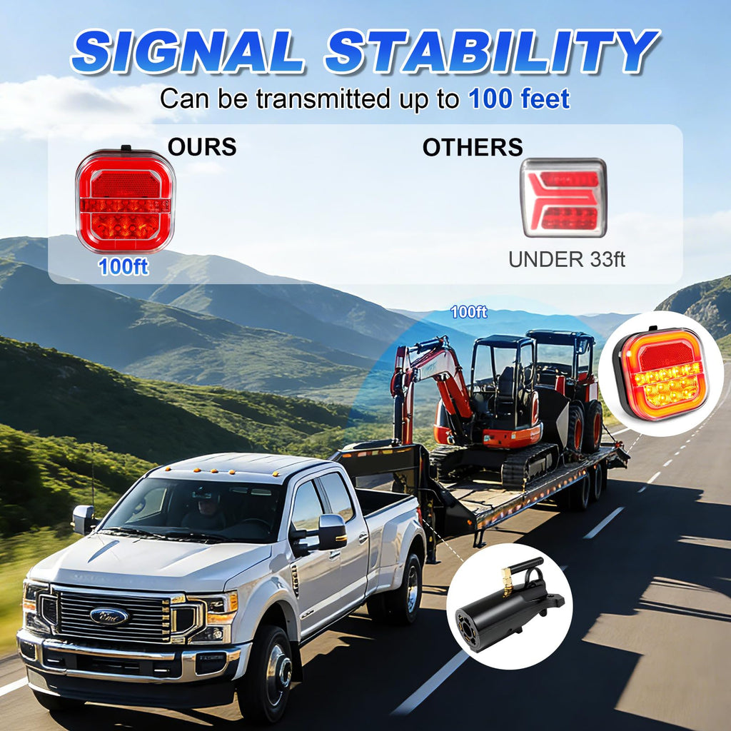 Agrieyes Halo Wireless Trailer Lights, 2 Mounting Options Magnetic Trailer Light for Towing, Portable LED Tow Lights Kit for Trucks, Boat, RV Amber