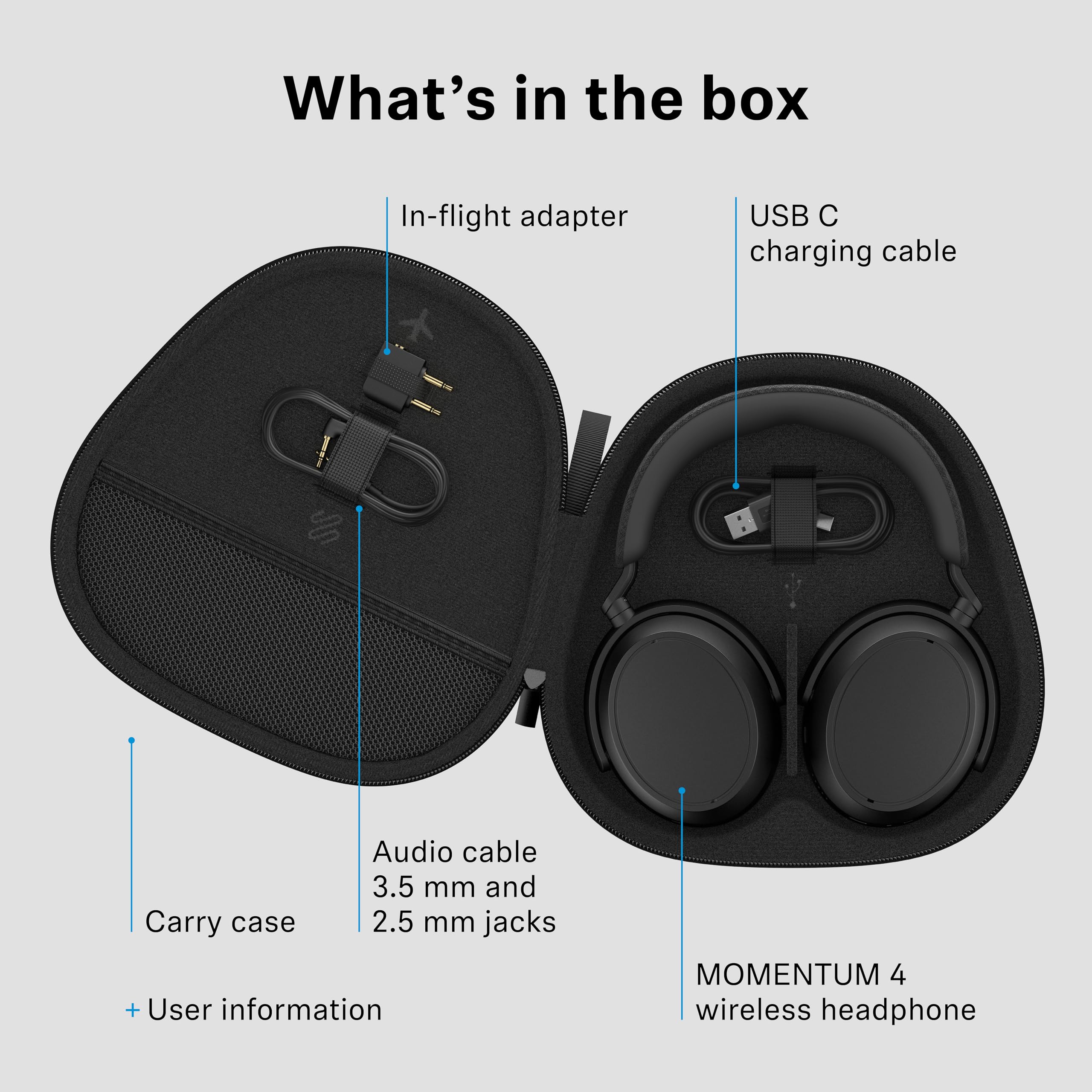 Sennheiser Momentum 4 Wireless Over-Ear Headphones - Bluetooth Headset for Clear Calls with Adaptive Noise Cancellation, Up to 60HR Playtime, Folding Design, 80th Edition