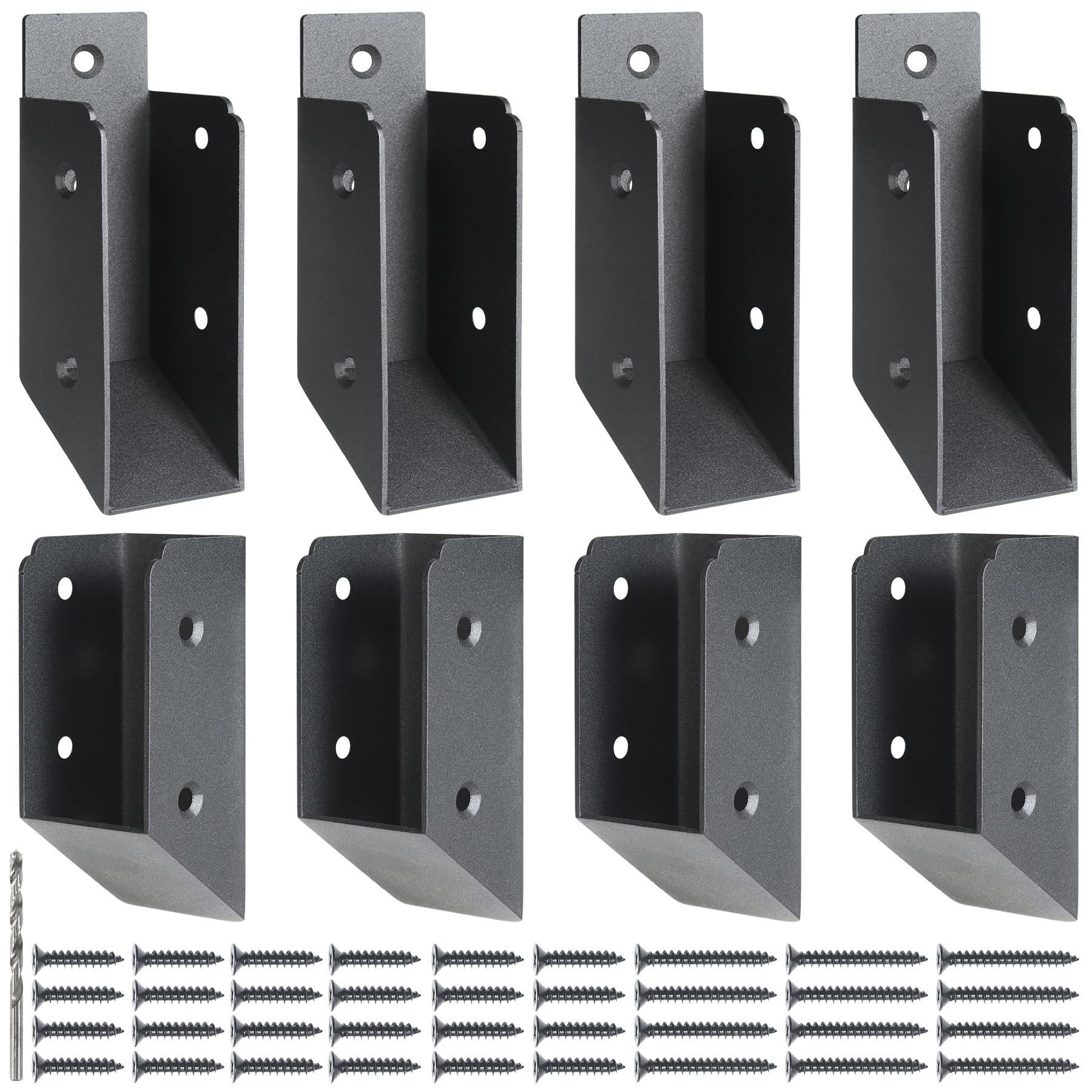 AECXM 201 Stainless Steel 2" x 4" (1 ½" x 3 ½" Actual) Deck Railing 27.5° Stair Connectors, for Deck Railing Stair Handrail Connection Installation Deck Railing Bracket (4 Pair-Black)