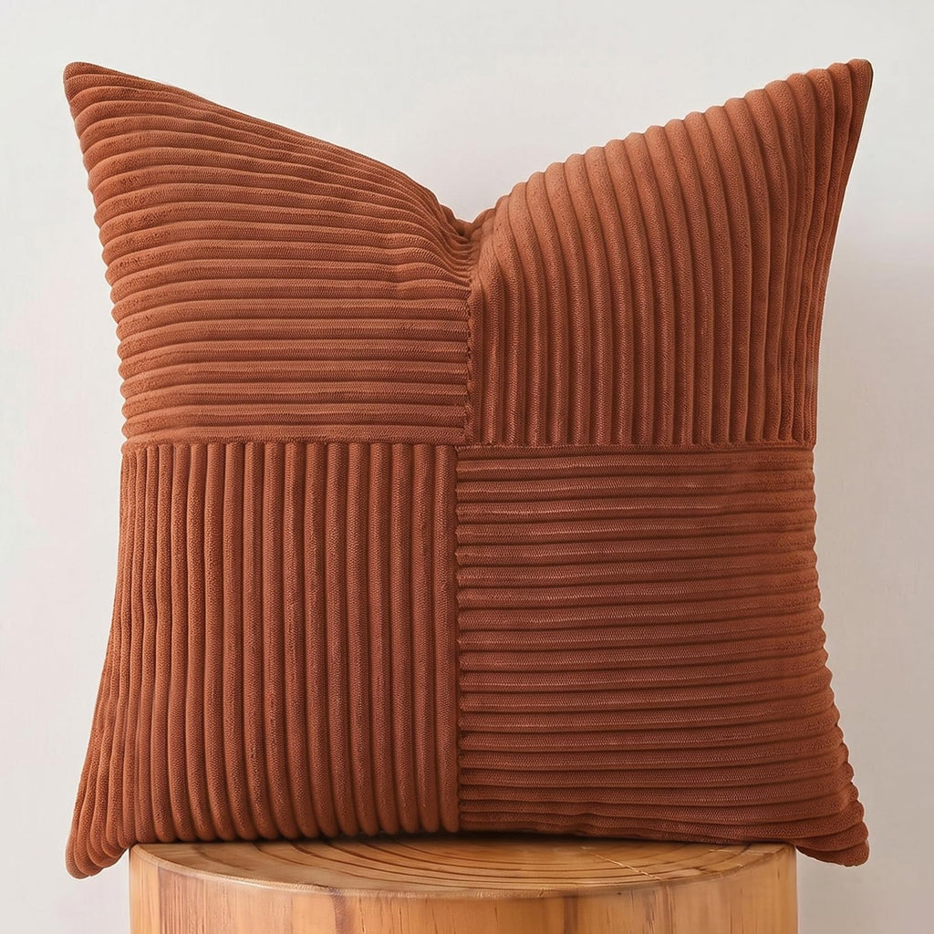 Fancy Homi Olive Green Samll Decorative Throw Pillow Covers 12x12 Inch with for Living Room Couch Bed Sofa, Rustic Farmhouse Boho Home Decor, Soft Corss Patchwork Corduroy Square Cushion Case 30x30 cm