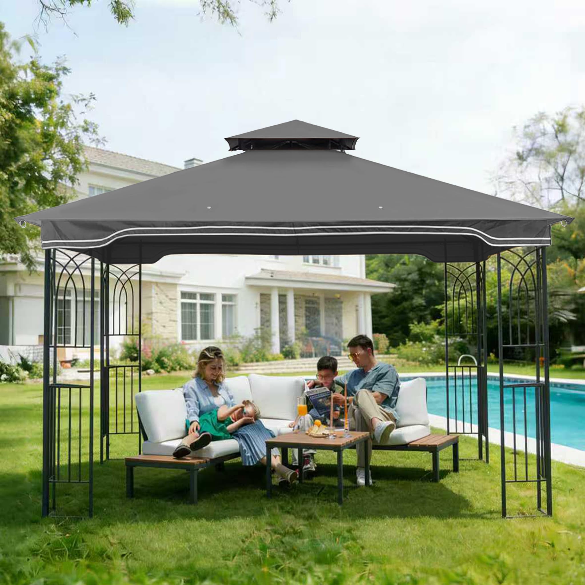 SCOCANOPY Replacement Gazebo Canopy Compatible with 10 x 12 Regency II Patio Gazebo Model L-GZ798PST,A101004104,A101004105,(Forest Green)