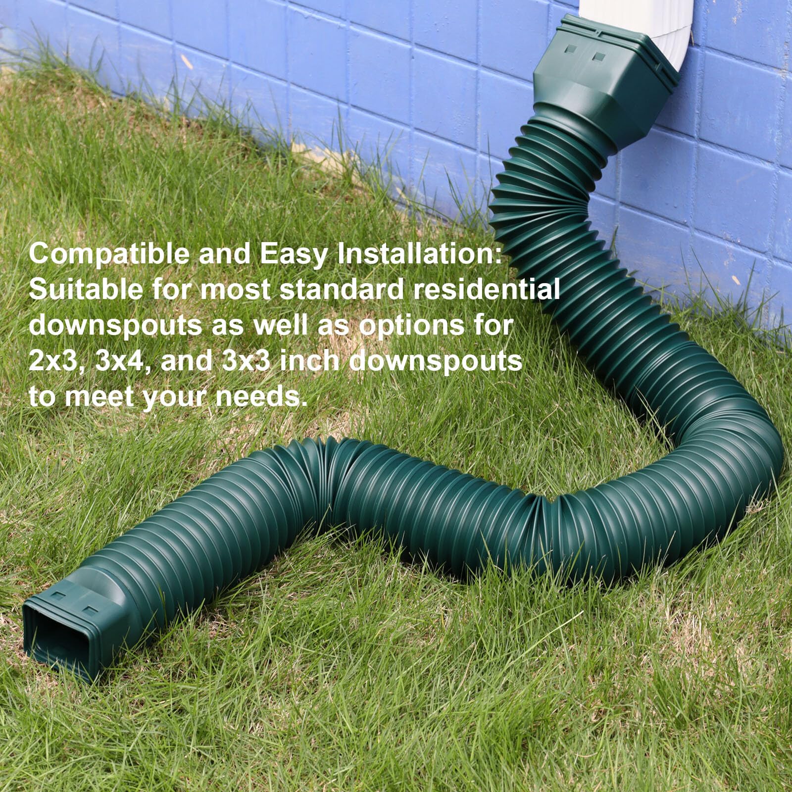 plusgutter 2 Pack Rain Gutter Downspout Extensions, Flexible Downspout Extender with 58"+68" Extendable Pipes for Rain Water Drainage, Durable Down Spout Drain Extension with Connector (Black)
