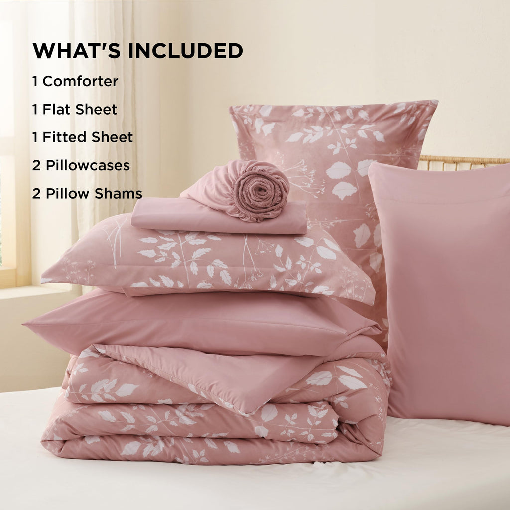 Bedsure Twin Comforter Set - 5 Pieces Floral Sage Green Soft Bedding Sets, Twin Bed in a Bag with Botanical Flowers Comforter, Sheets, Pillowcase & Sham