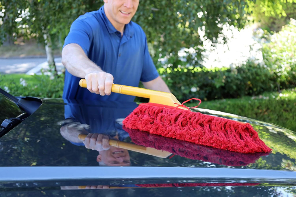 California Car Duster Heritage Edition Wood Handle and Cotton Mop 86242, Red