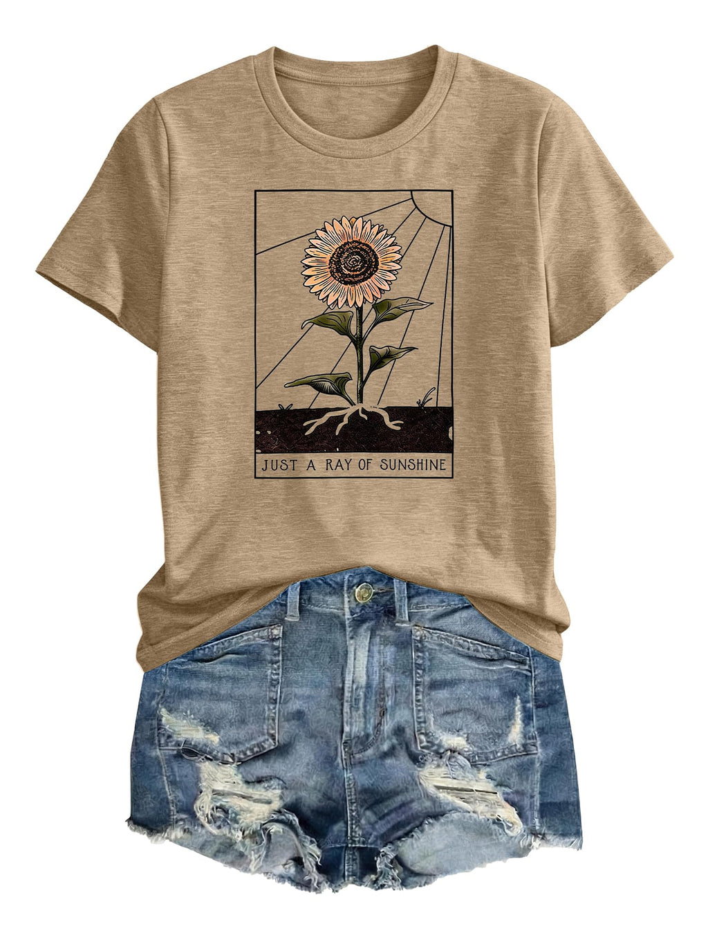Anbech Womens Dandelion Graphic T-Shirts Teen Girls Cute Sunflower Print Casual Tee Tops