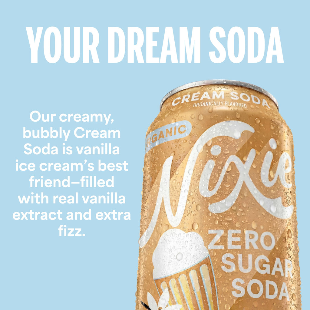 Nixie Organic Zero Sugar Soda, NEW Cherry Cola, Healthy Soda Pop, Non-GMO, 0 Sugar, 0 Calories, 40mg Caffeine, 12oz Cans (12 Pack)