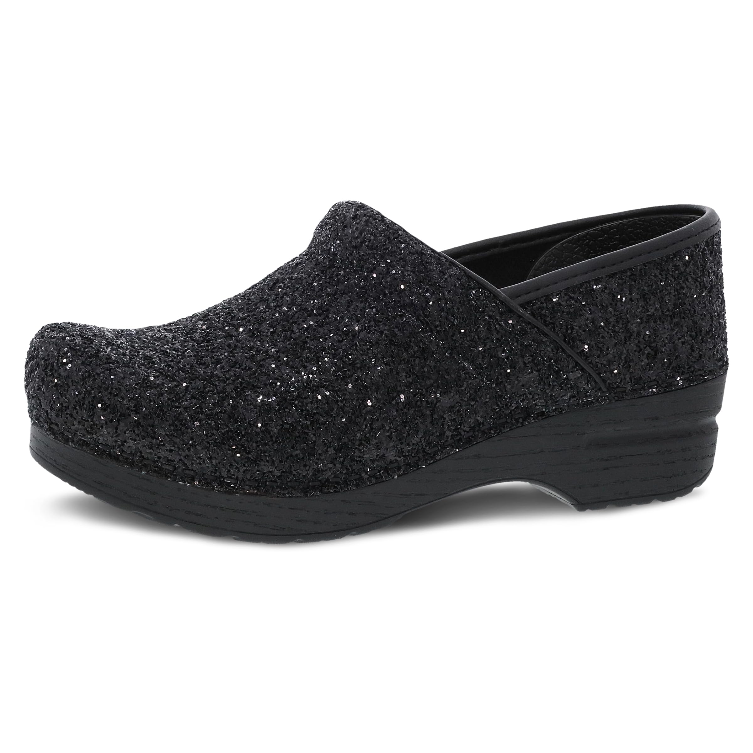 Dansko Professional Glitter Slip-On Clogs for Women – Rocker Sole and Arch Support for Comfort – Shiny and Stylish Glitter Uppers