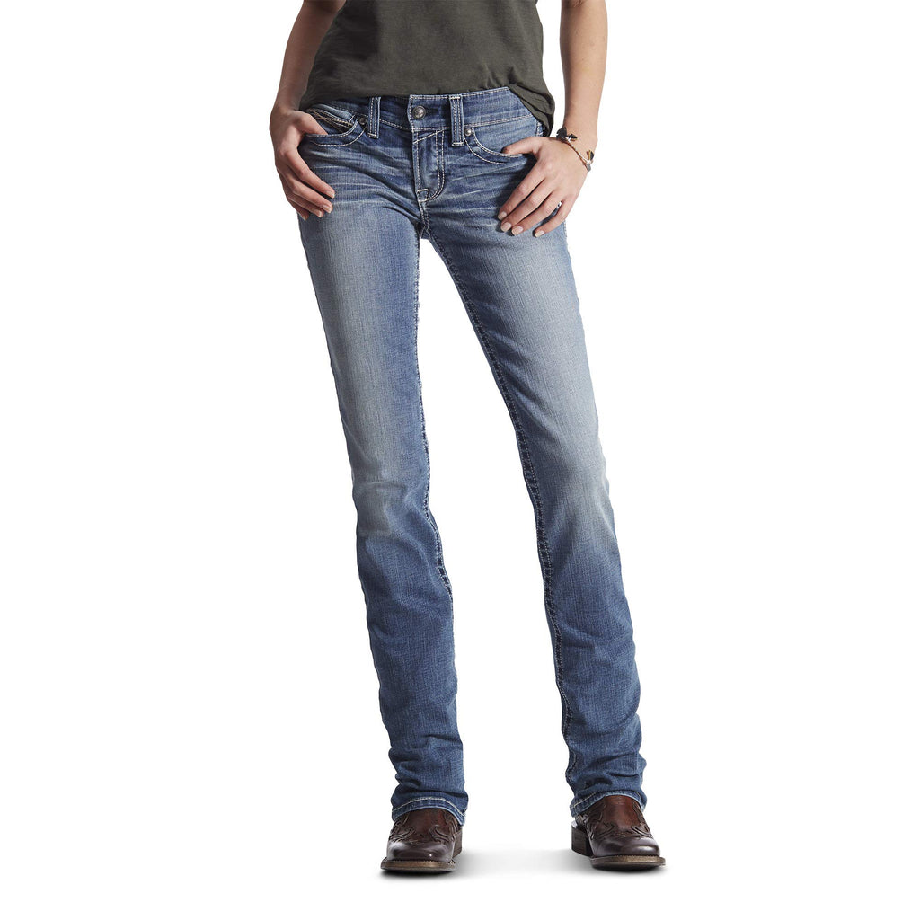 Ariat Women's R.E.A.L. Mid Rise Stretch Icon Stackable Straight Leg Jean