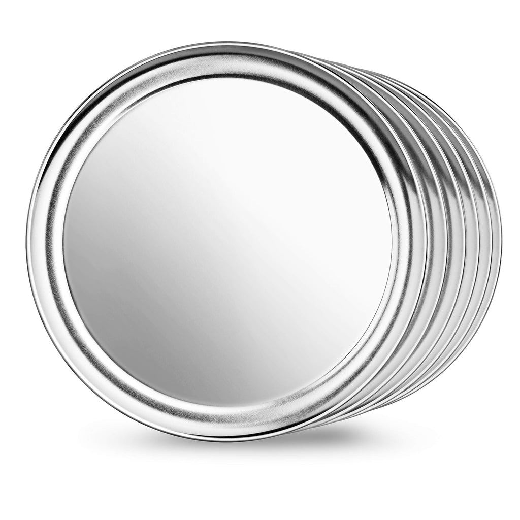 New Star Foodservice Restaurant-Grade Aluminum Pizza Pan/Tray, Wide Rim, 8 Inch, Pack of 6