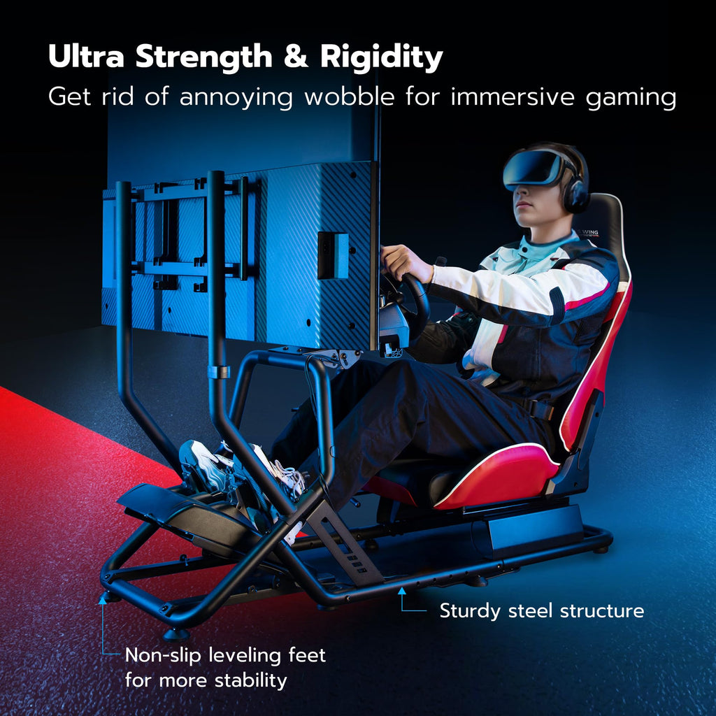 ARES WING Sim Racing Cockpit, Racing Wheel Stand with Seat, Formula and GT Racing Simulator Cockpit Compatible with Fanatec, Thrustmaster, Logitech, Moza Racing Games on PS5, PS4, Xbox and PC