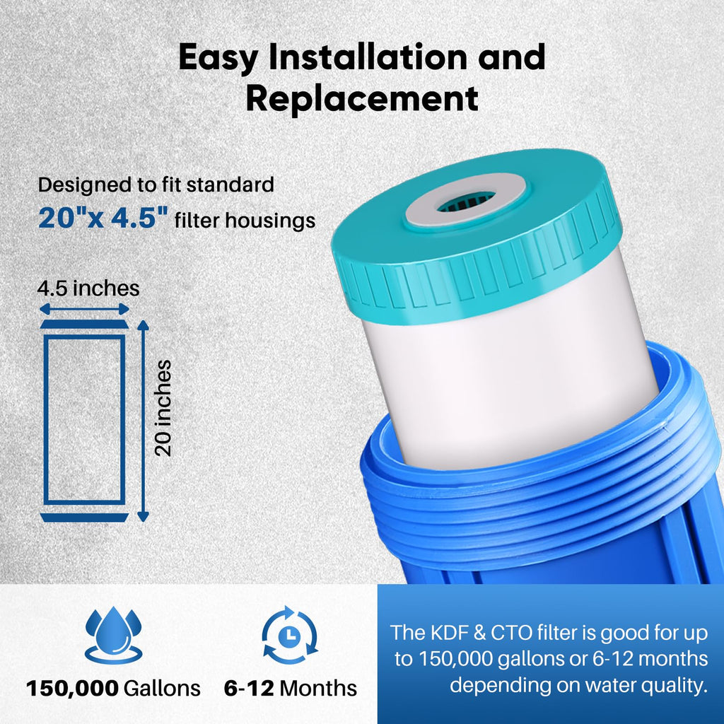 PUREPLUS 5 Micron 20"x4.5" Whole House Water Filter Cartridge Combo Kit with Sediment and Activated Carbon Block Filter - Replacement for FPMB5-20, AP810-2, FC25B, EPM-20BB, 2 PACK