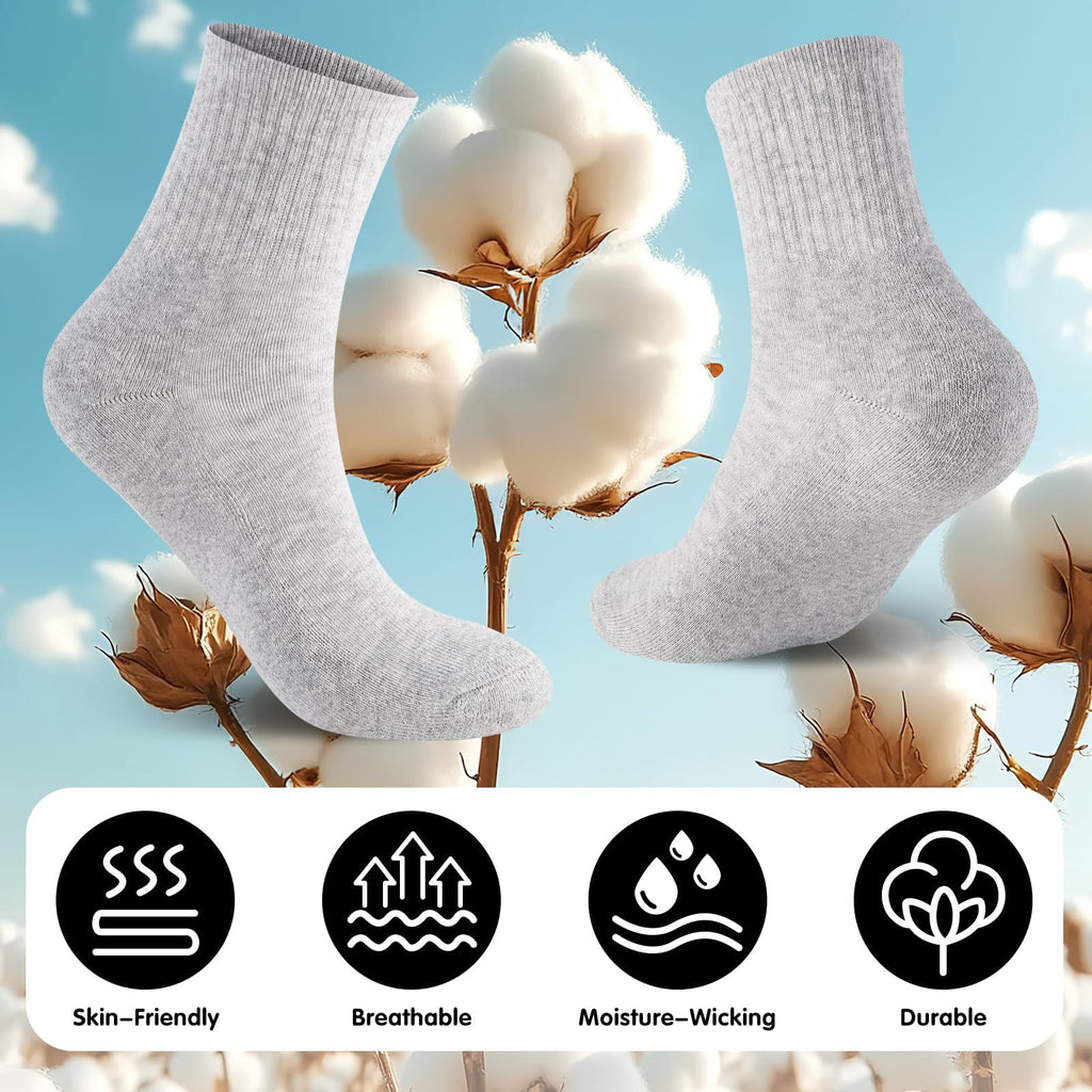 Monxiery Womens Cotton Cushioned Ankle Socks, Athletic Quarter Mini Crew Socks.