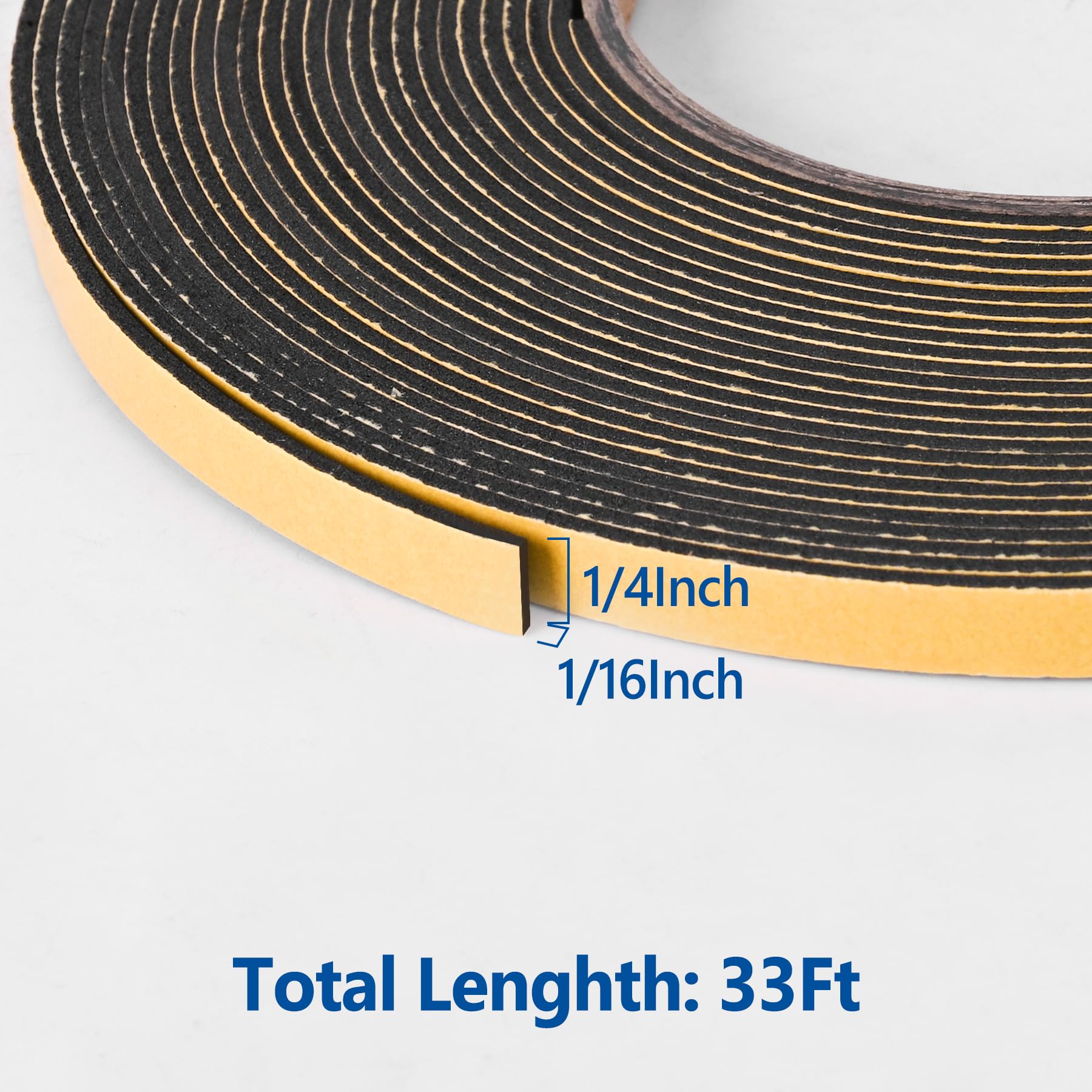 Kikerike Self Adhesive Foam Tape Weatherstrip 1In x 1/2In x 20Ft High Density Foam Insulation Strips Seal Weather Stripping with Strong Adhesive for Door and Window Sound Isolation Soundproofing