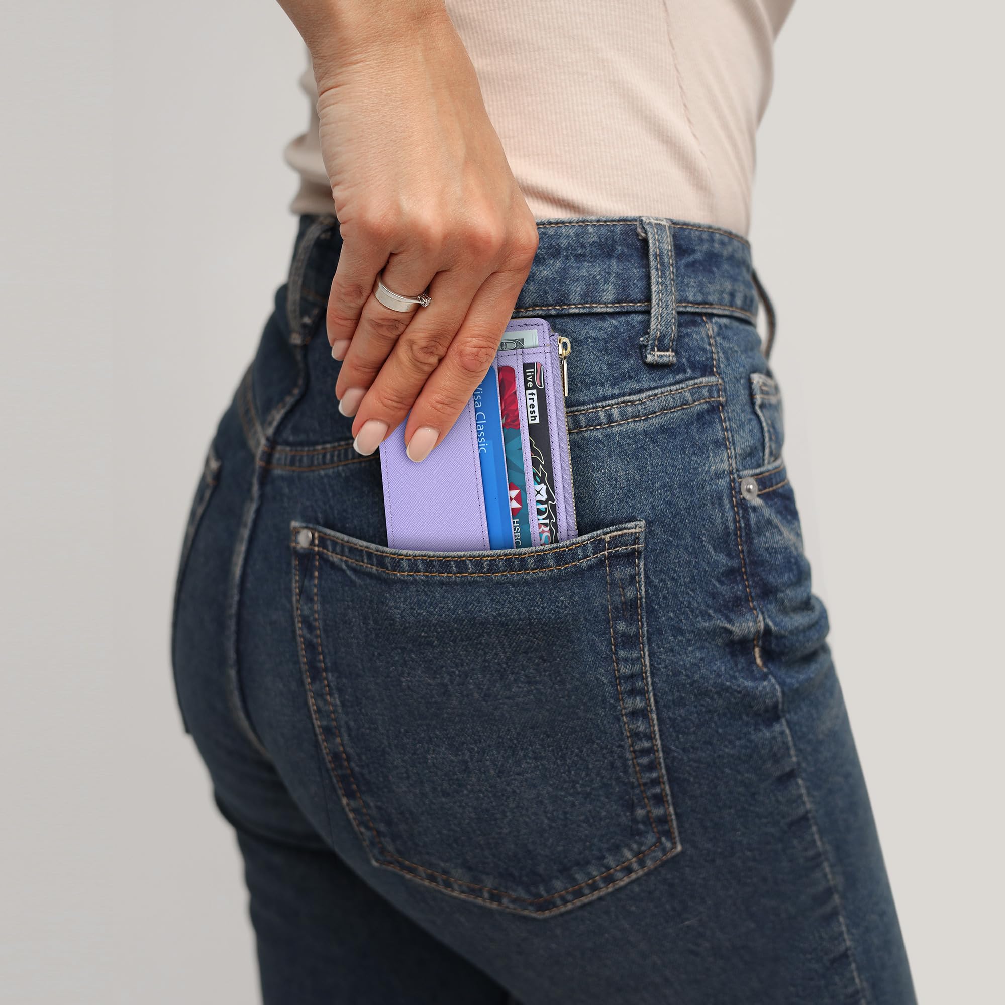 Sodsay Card Case Slim Front Pocket Wallet for Women Credit Card Holder with Keychain | Slim, Credit Card Holder, Front Pocket, with Keychain | Slim