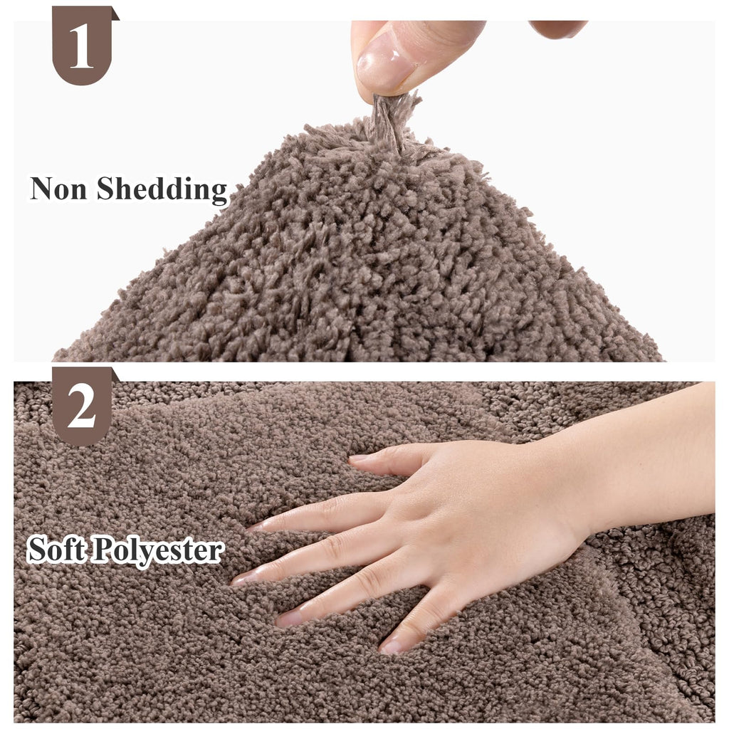 SHACOS Black Bathroom Rugs Sets 3 Piece, 16"x24" + 20"x32" Non Slip Bath Mat and 20"x24" Toilet Rugs U Shaped Washable, Soft Fluffy Water Absorbent Bath Rugs for Bathroom