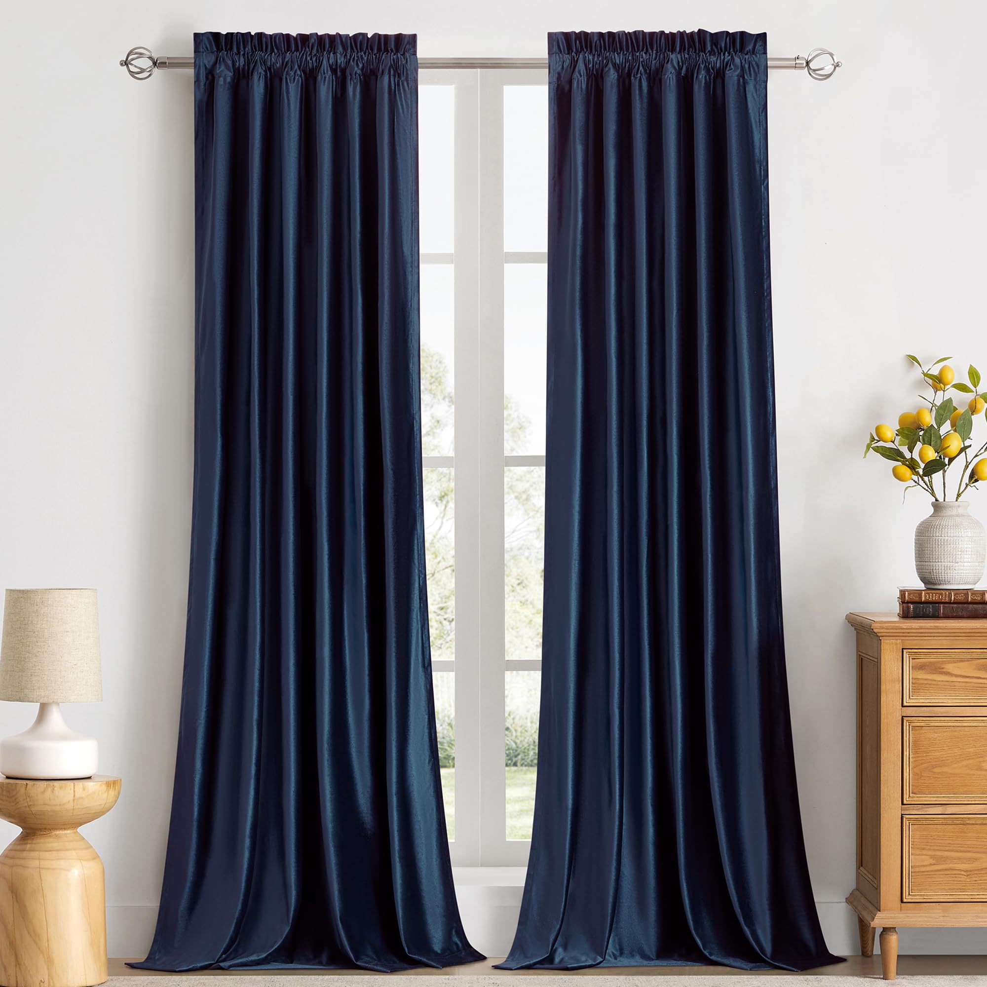 Champagne Beige Velvet Curtains 63 inches for Living Room Luxury Room Darkening Curtain Elegant Bedroom Thermal Insulated Modern Heavy Thick Soft Soundproof Rod Pocket Window Drapes Set of 2 Panels