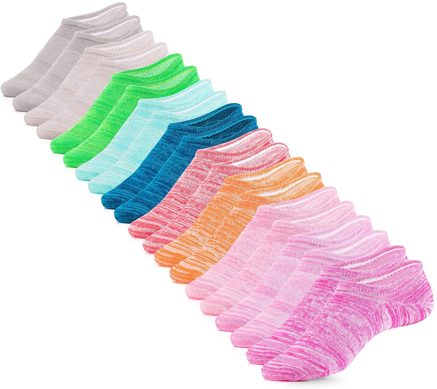 IDEGG No Show Socks Women 10 Pairs Low Cut Anti-Slid Novelty Athletic Casual Invisible Liner Socks