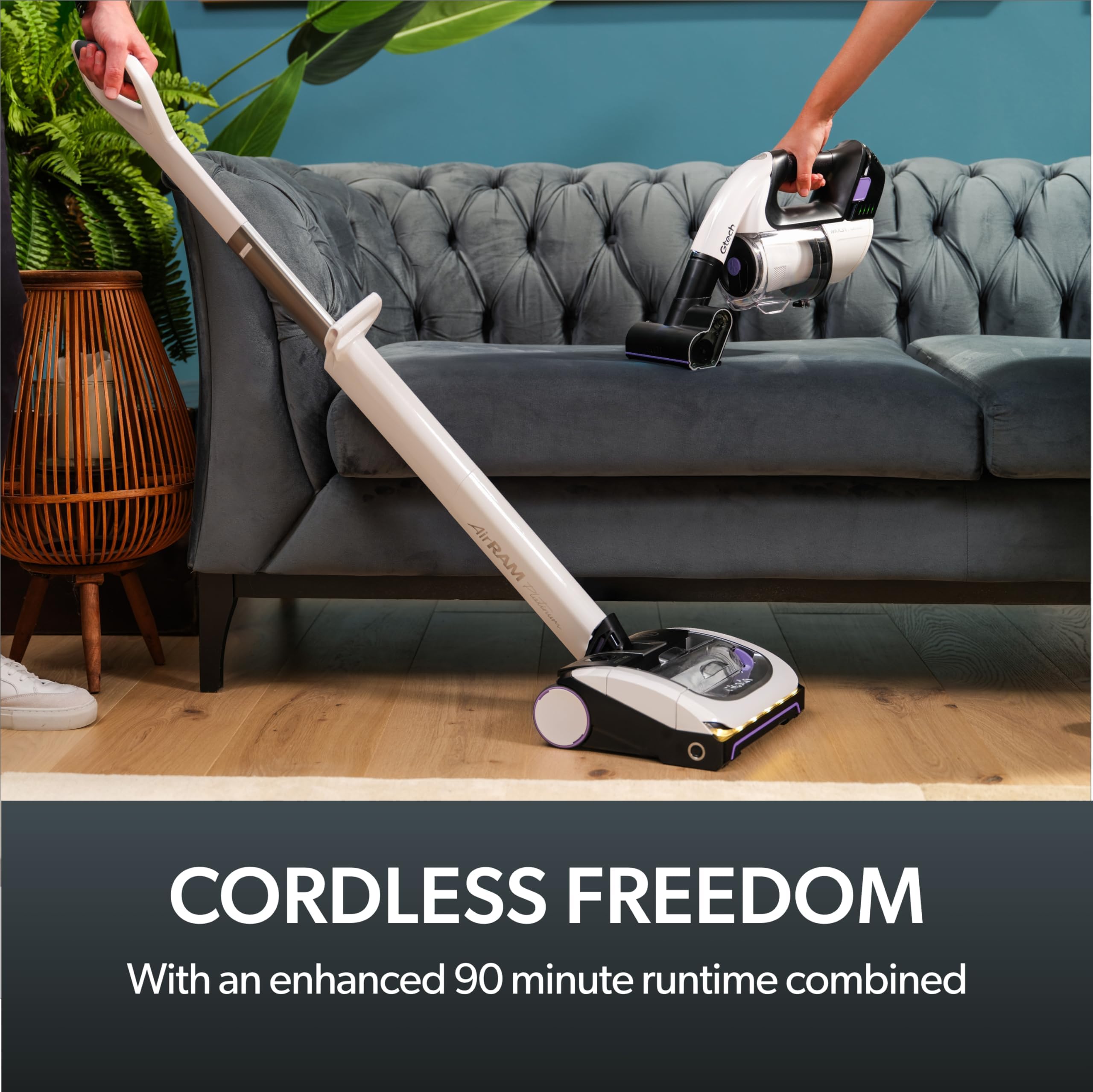 Gtech System Platinum Bundle Vacuum Cleaner Bundle - Includes the AirRam Platinum Upright and the Multi Platinum Handheld - Rechargeable 22V Lithium Ion Battery - Anti-Hair Wrap