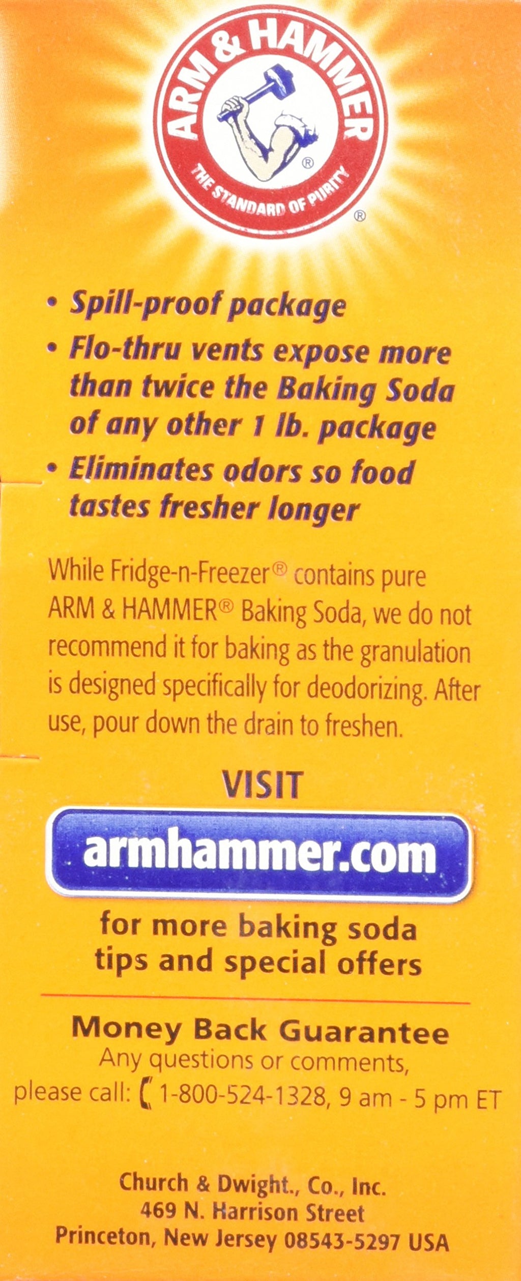 Arm & Hammer Fridge-N-Freezer Pack Baking Soda, Unscented, 16 Oz, Powder