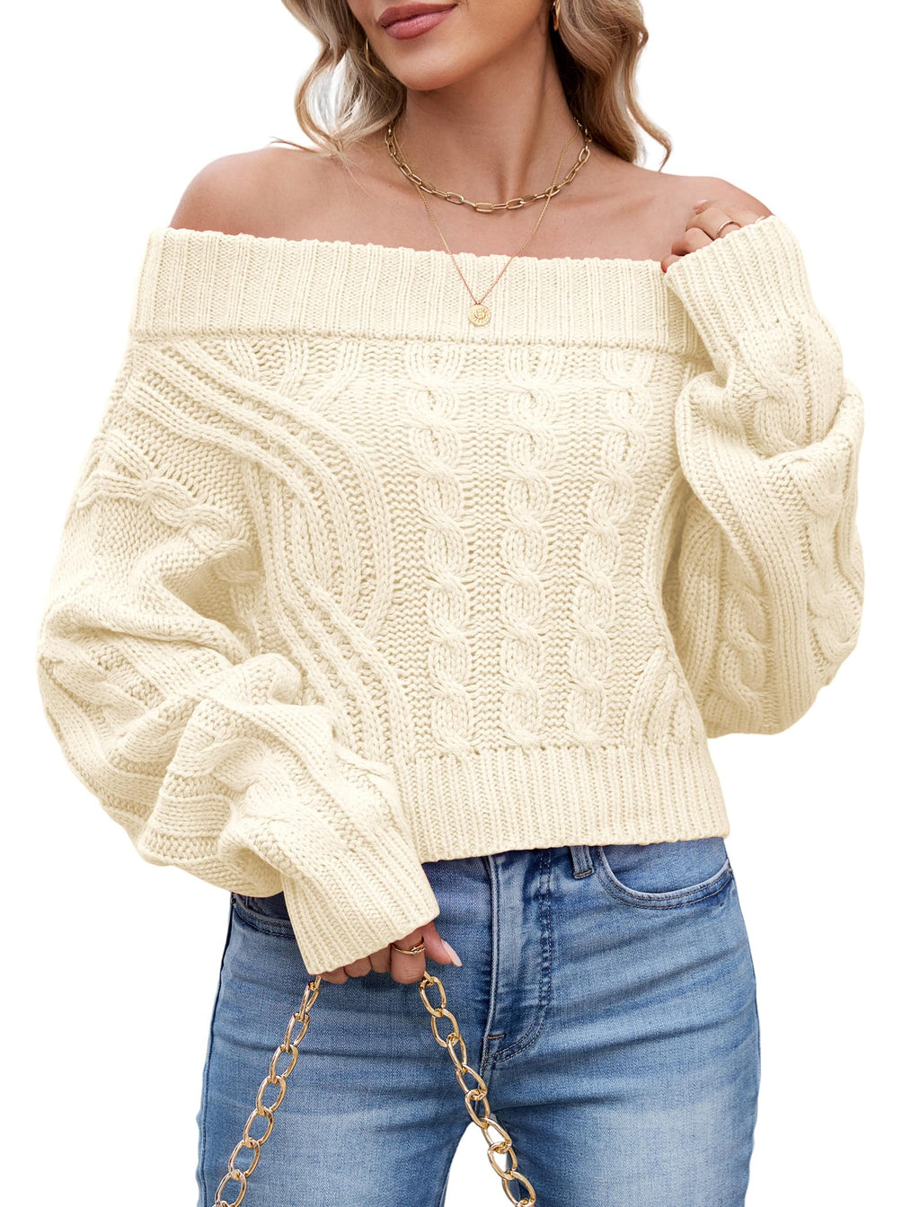 ZAFUL Women V Neck Button Knit Crop Sweaters Batwing Sleeve V Back Ribbed Hem Pullover Sweater