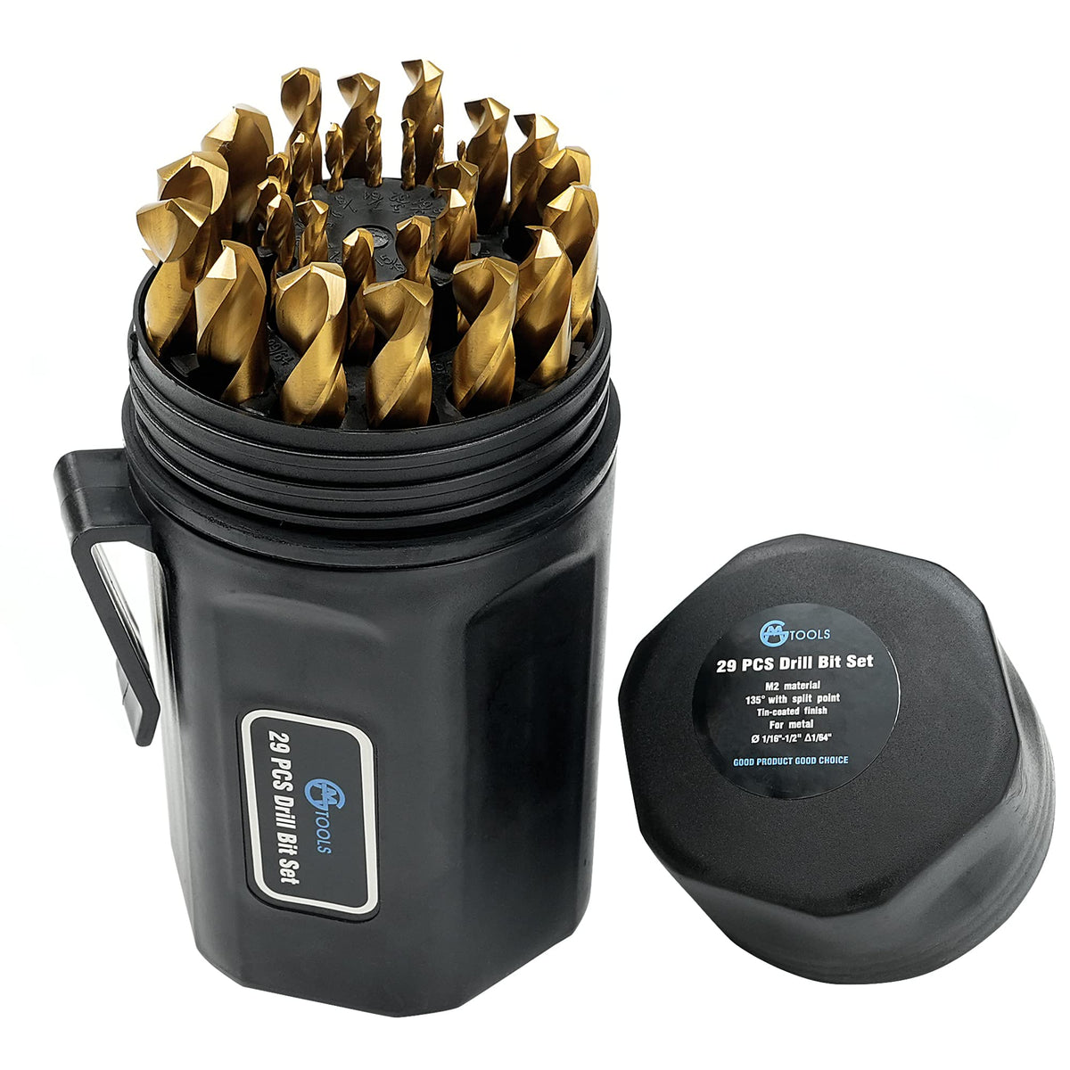 GMTOOLS 13Pcs Cobalt Drill Bits Set, M35 HSS 135 Degree Tip, Twist Jobber Length Drill Bit Kit for Hardened Metal, Cast Iron, Stainless Steel, Plastic and Wood with Storage Case 1/16"-1/4"