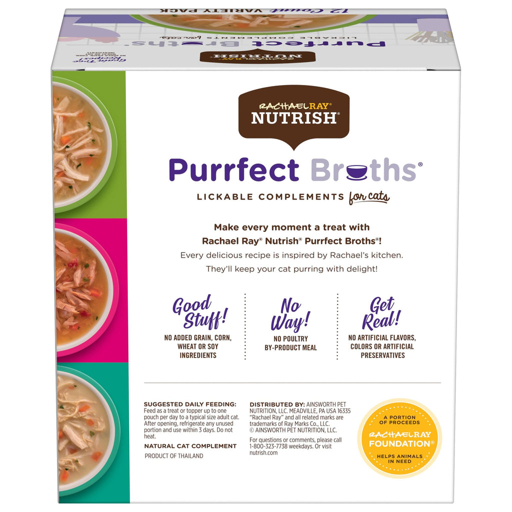 Nutrish Rachael Ray Purrfect Broths Classic Chicken Recipe, Lickable Complements for Cats, 1.4 oz. Pouch, 24 Count