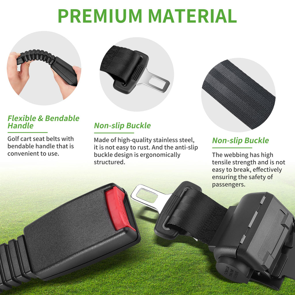 10L0L 4 Passenger (2+2) Golf Cart Seat Belt Kit for EZGO, Yamaha, Club Car, Fits Front Rear Seat, with Bracket